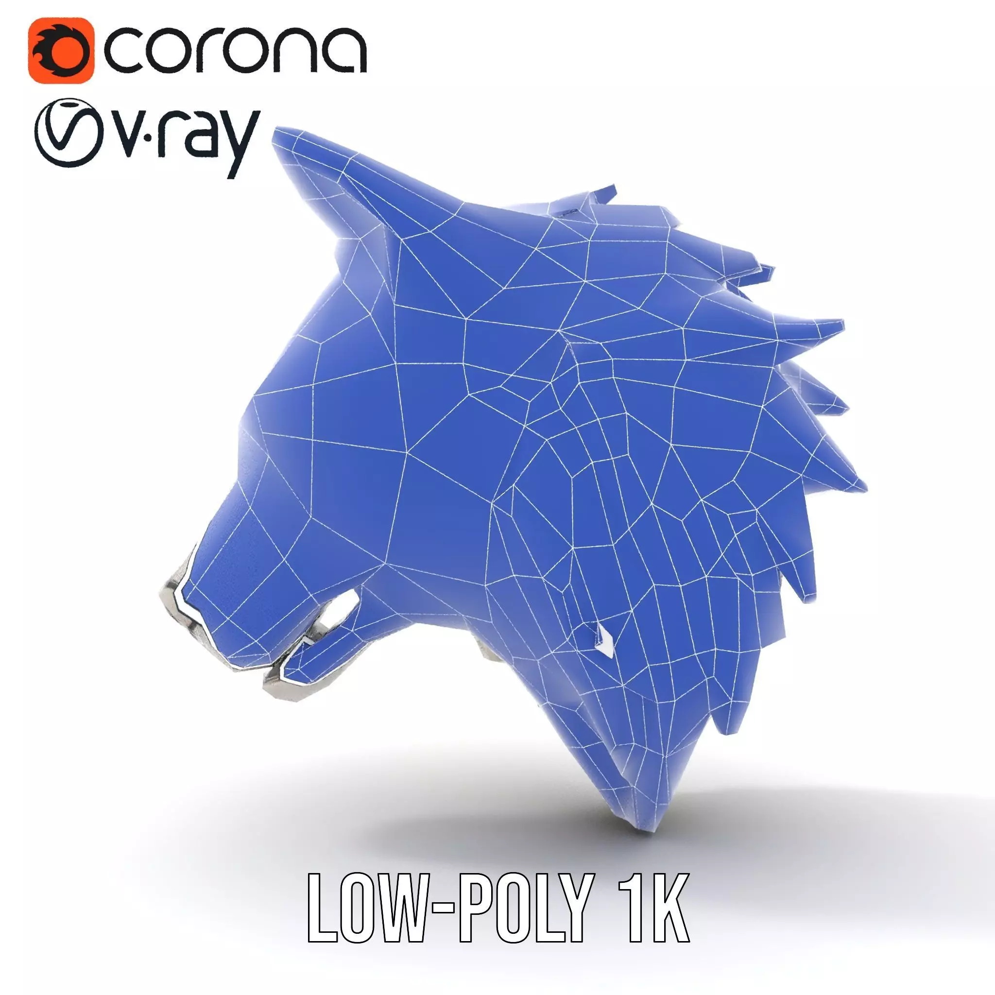 Silver Wolf Head Sculpture model pack Low-poly 3D model_24