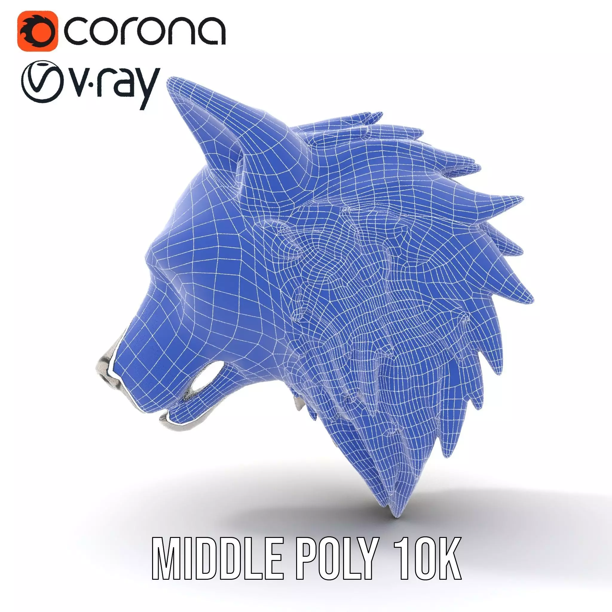 Silver Wolf Head Sculpture model pack Low-poly 3D model_29