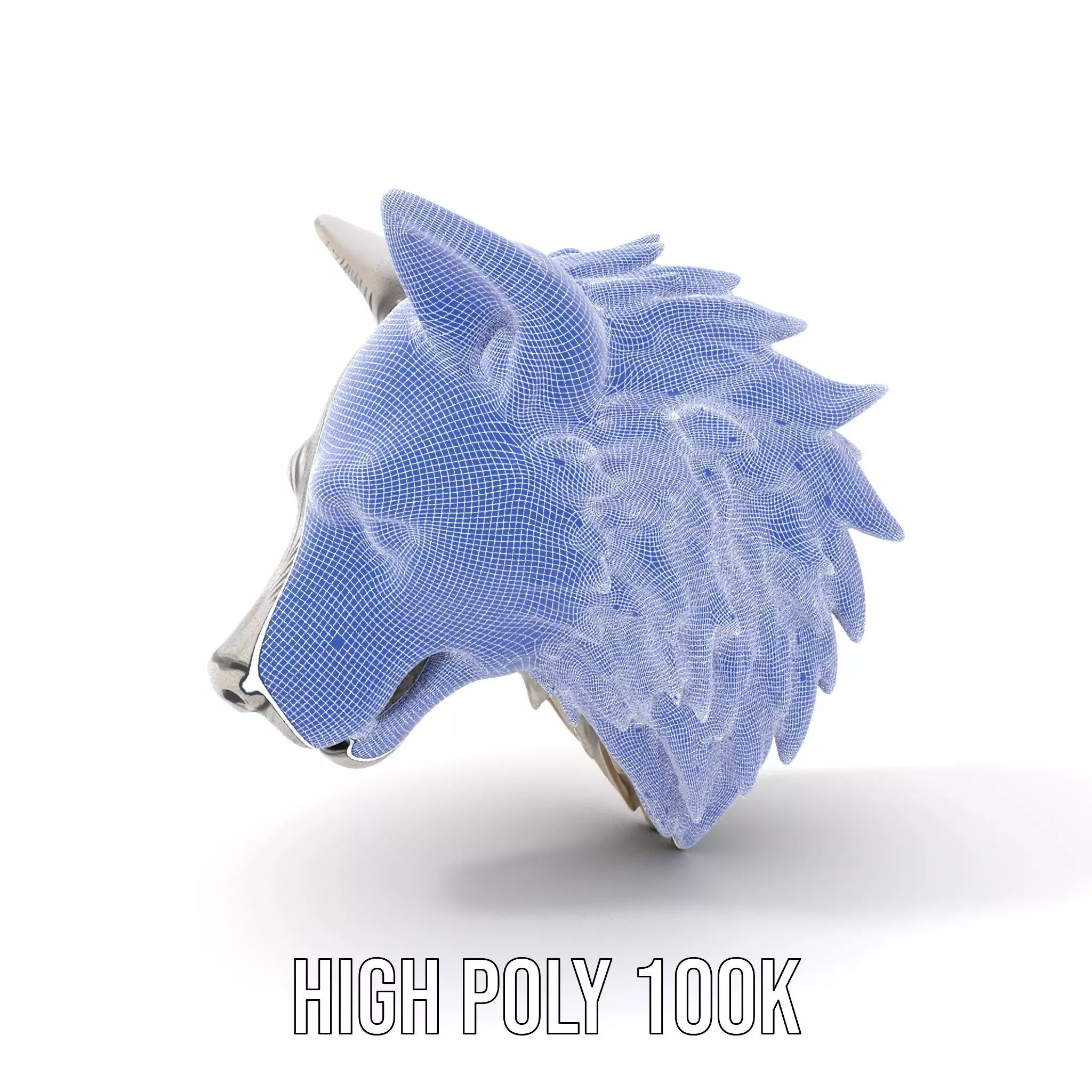 Silver Wolf Head Sculpture model pack Low-poly 3D model_4