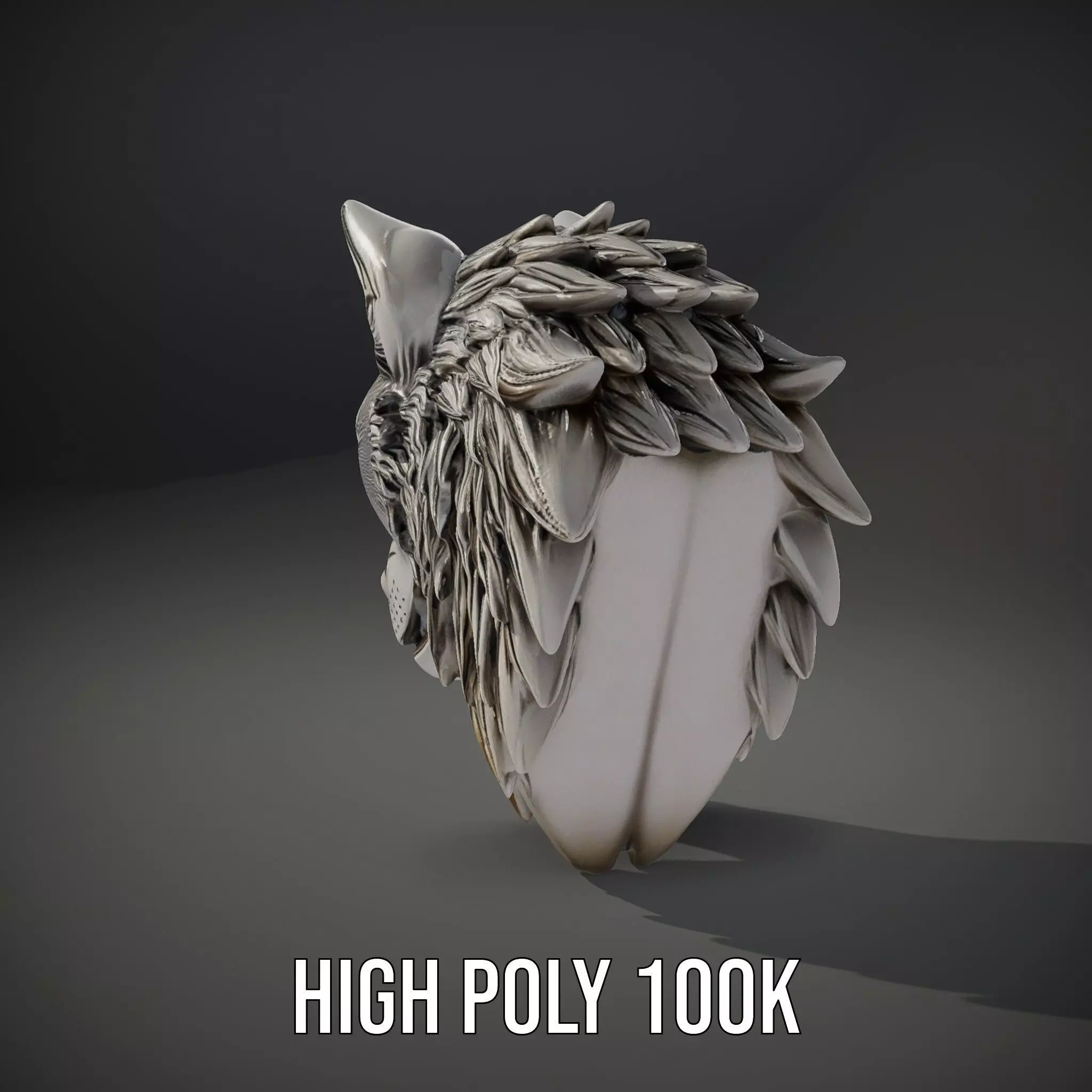 Silver Wolf Head Sculpture model pack Low-poly 3D model_10