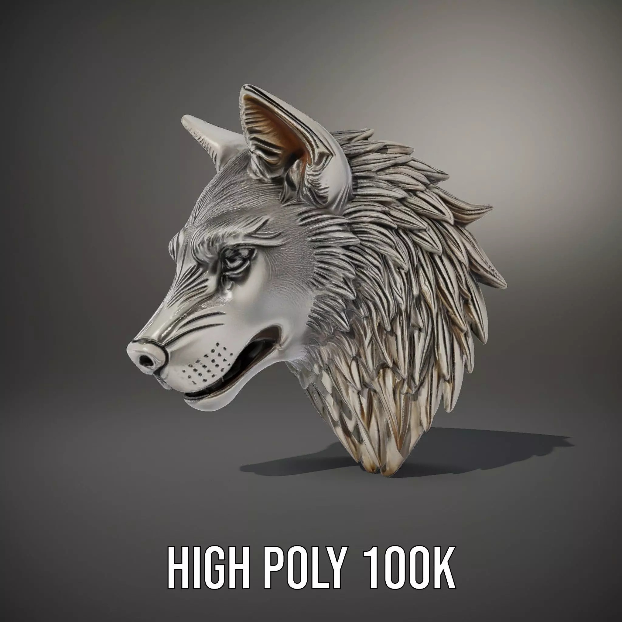 Silver Wolf Head Sculpture model pack Low-poly 3D model_8