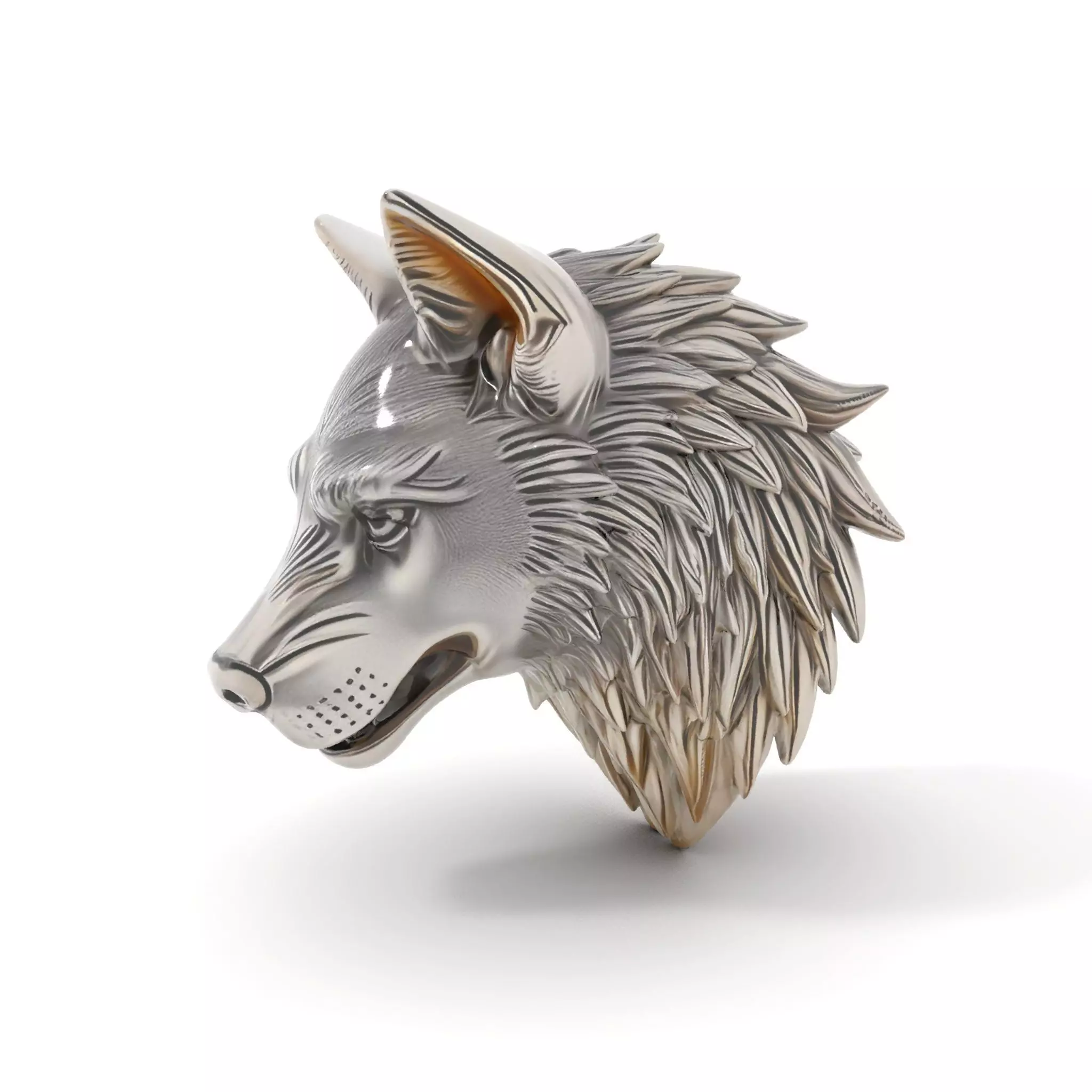 Silver Wolf Head Sculpture model pack Low-poly 3D model_0