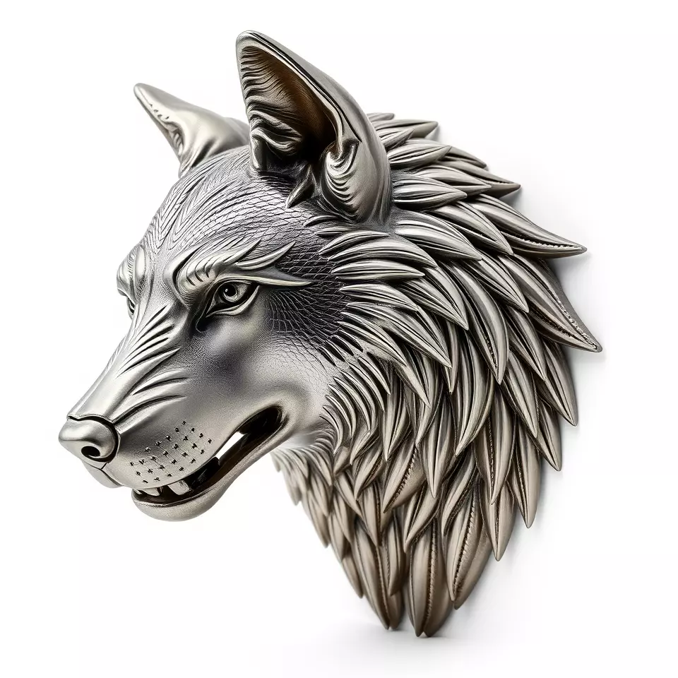 Silver Wolf Head Sculpture model pack Low-poly 3D model_2