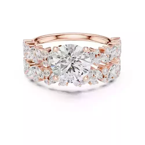 Marquise and Round Cut Cluster Wedding Ring Set 3DM STL Video