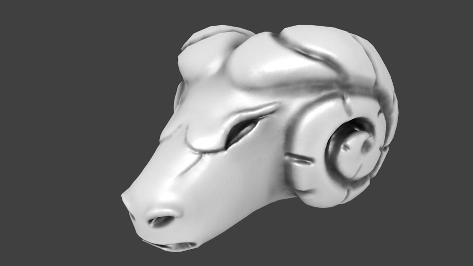 Stone Ram Head Free low-poly 3D model_2