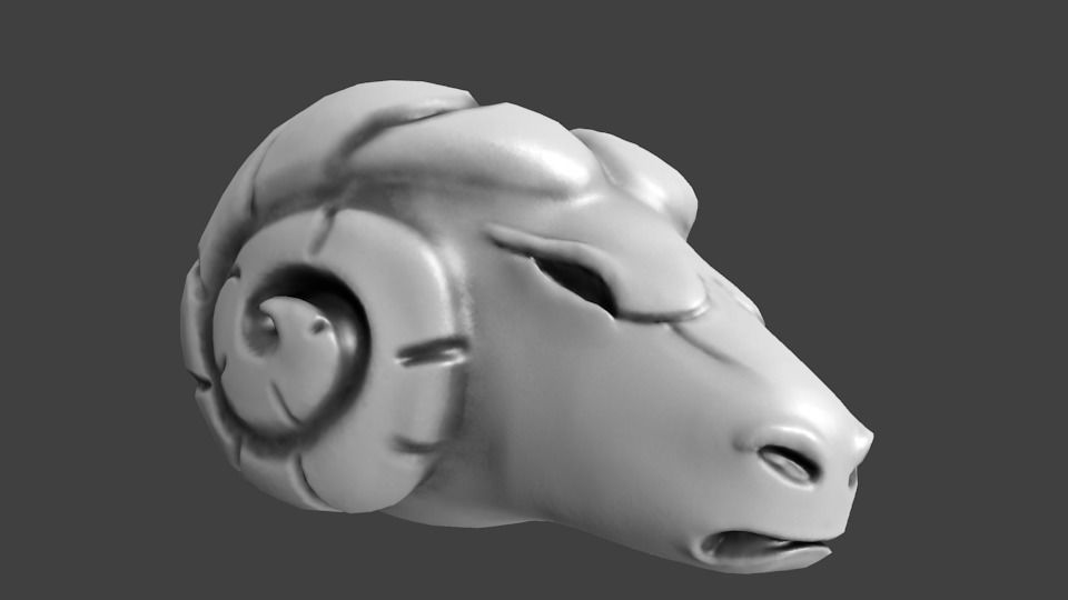 Stone Ram Head Free low-poly 3D model_1