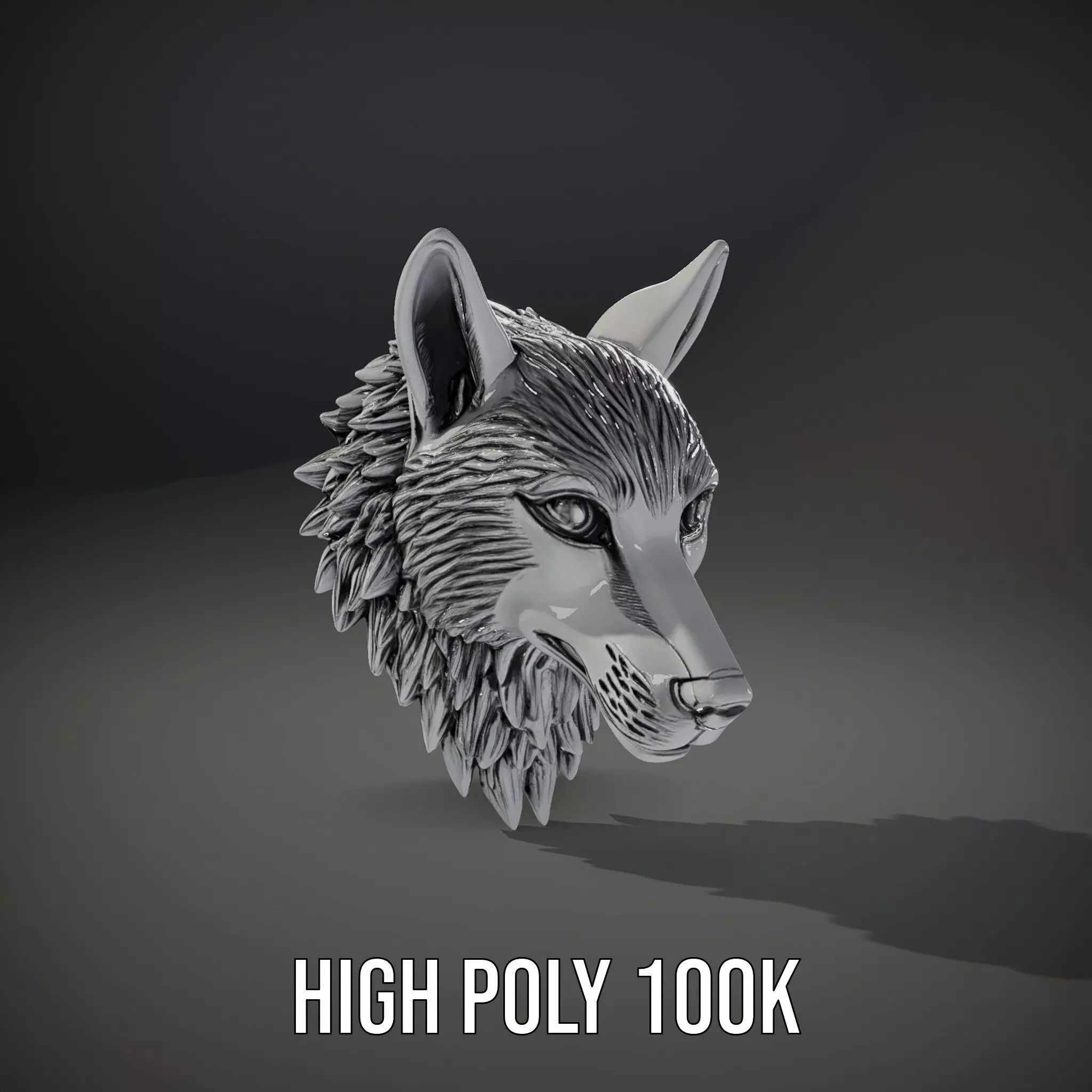 Silver Wolf Sculpture model pack Low-poly 3D model_28