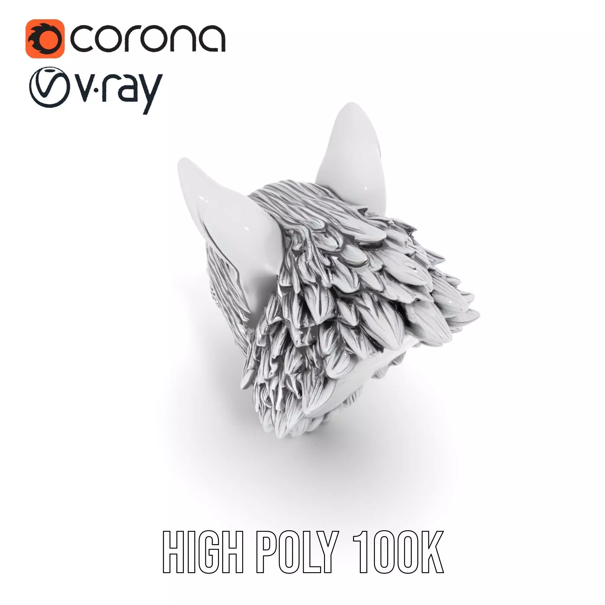 Silver Wolf Sculpture model pack Low-poly 3D model_21