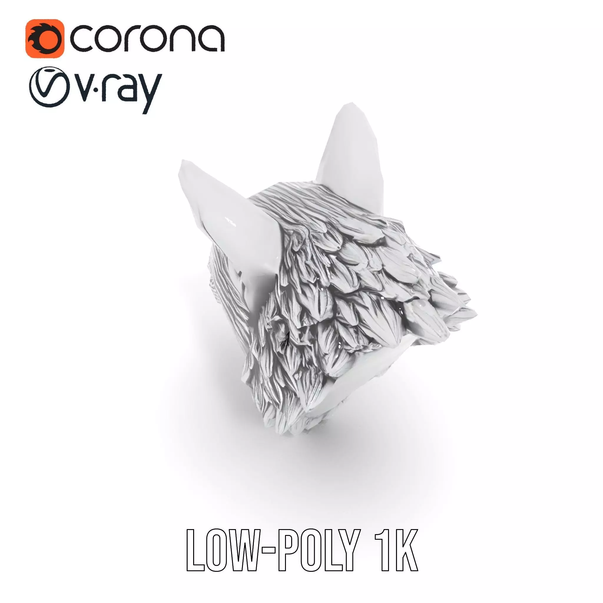 Silver Wolf Sculpture model pack Low-poly 3D model_20