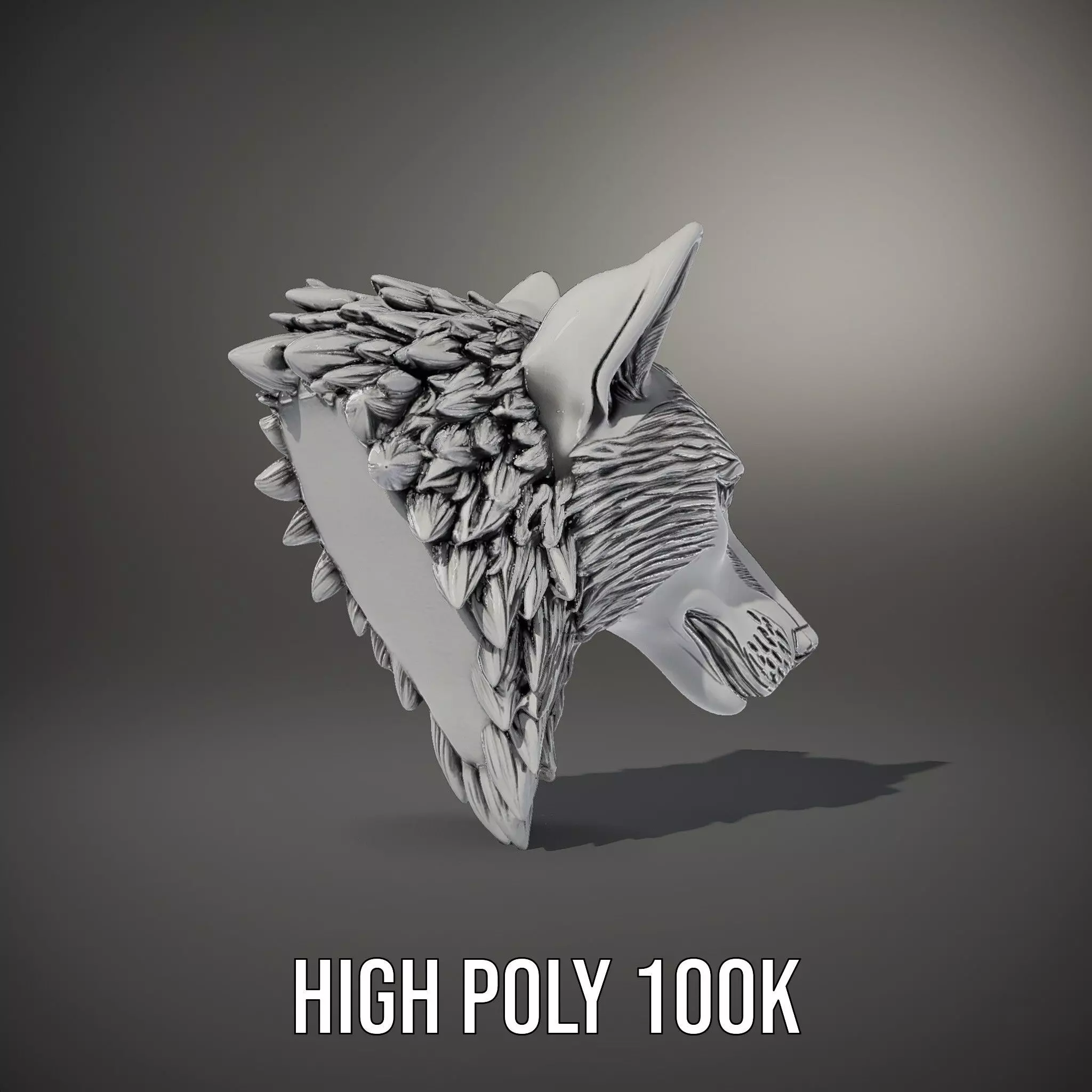 Silver Wolf Sculpture model pack Low-poly 3D model_18