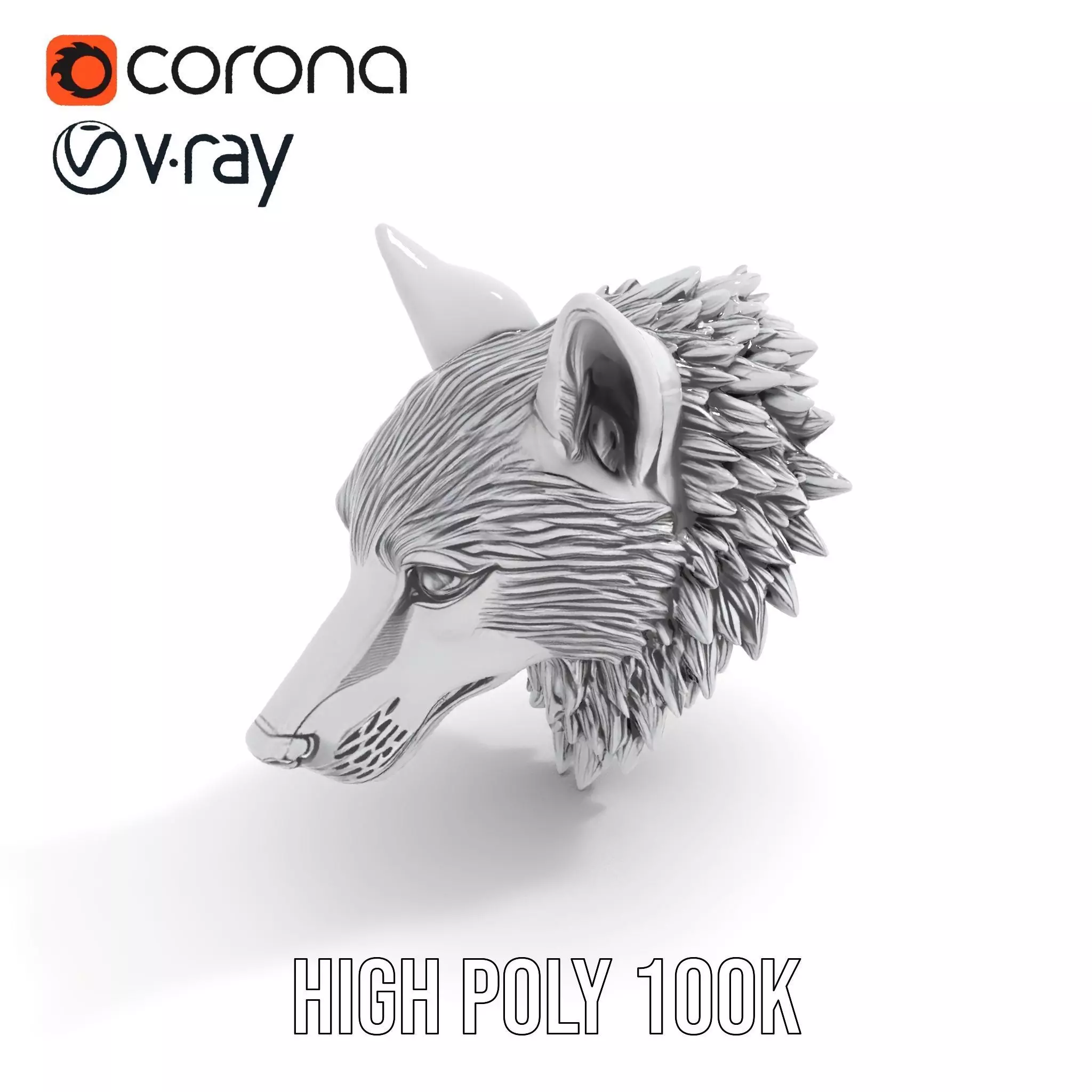 Silver Wolf Sculpture model pack Low-poly 3D model_9