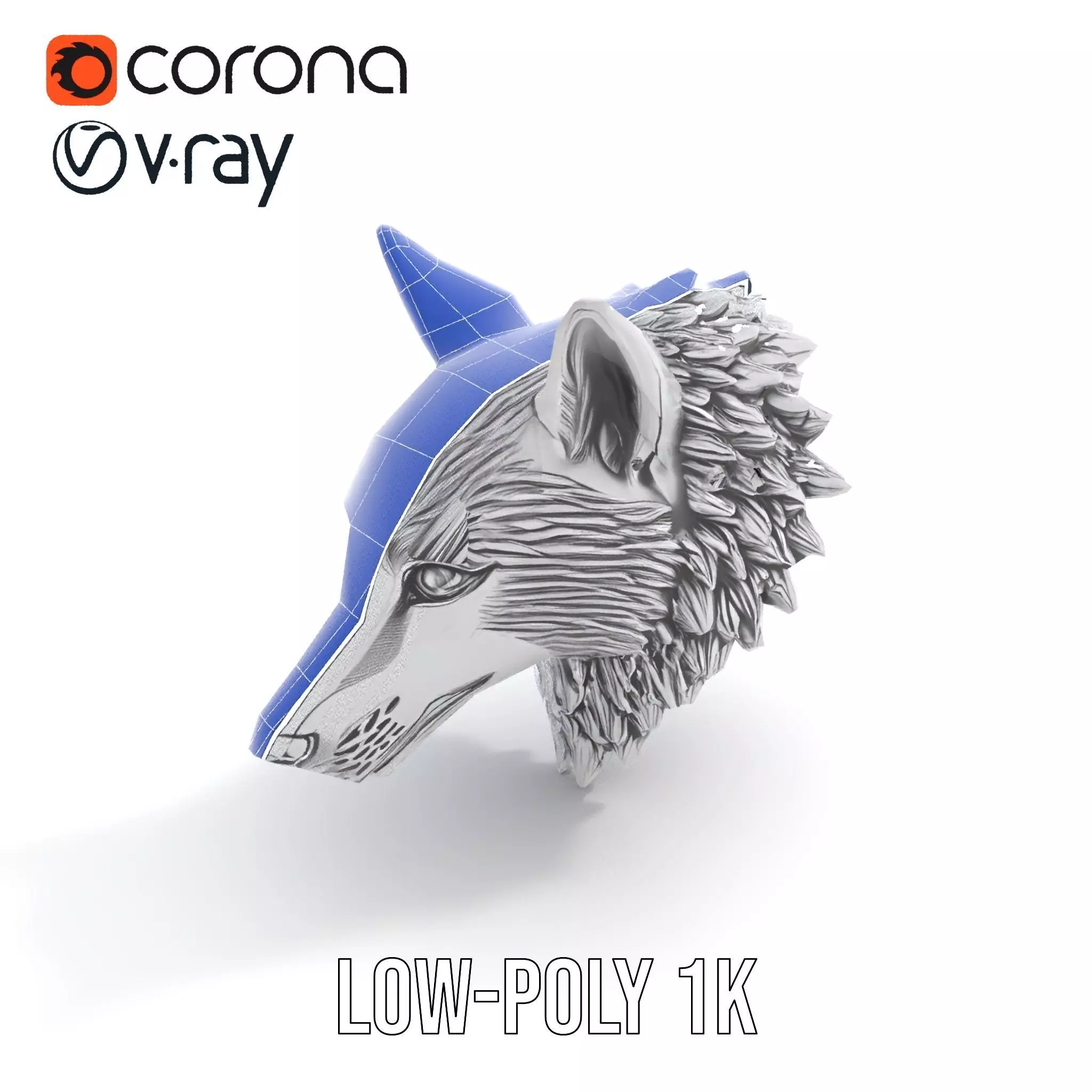 Silver Wolf Sculpture model pack Low-poly 3D model_14