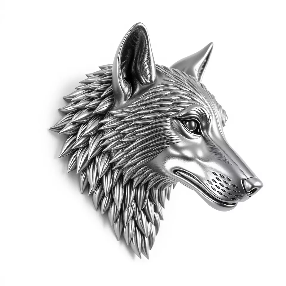 Silver Wolf Sculpture model pack Low-poly 3D model_2