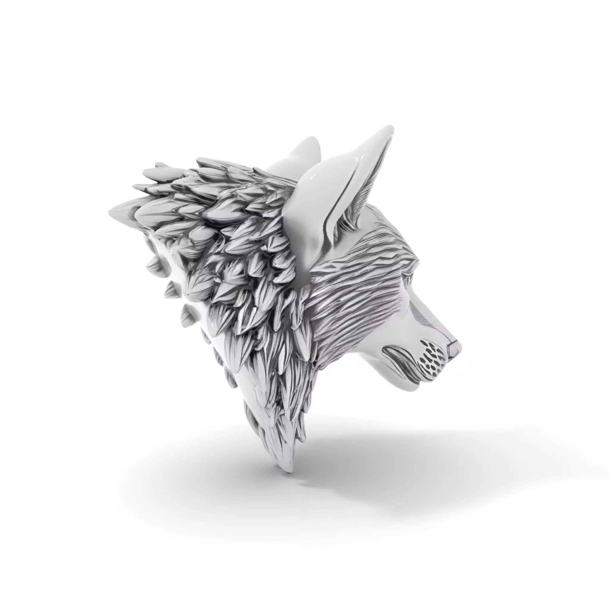 Silver Wolf Sculpture model pack Low-poly 3D model_0