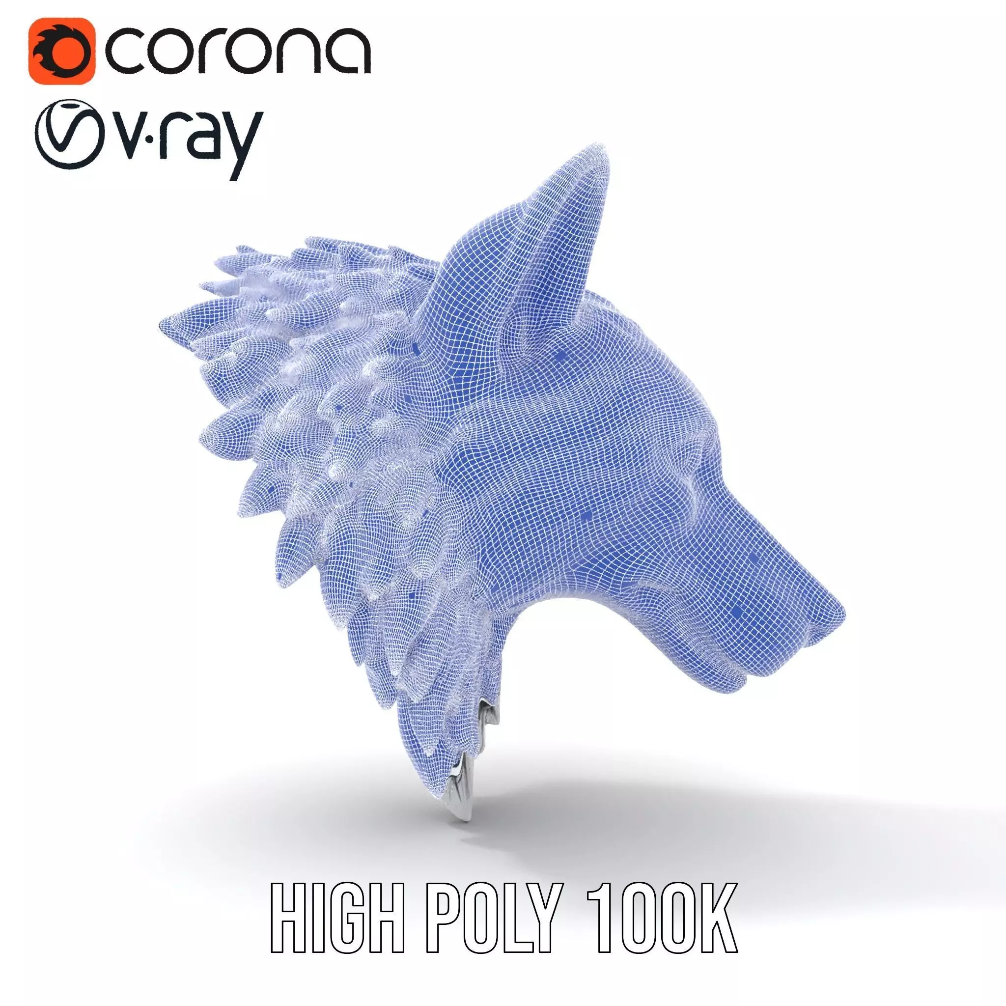 Silver Wolf Sculpture model pack Low-poly 3D model_34