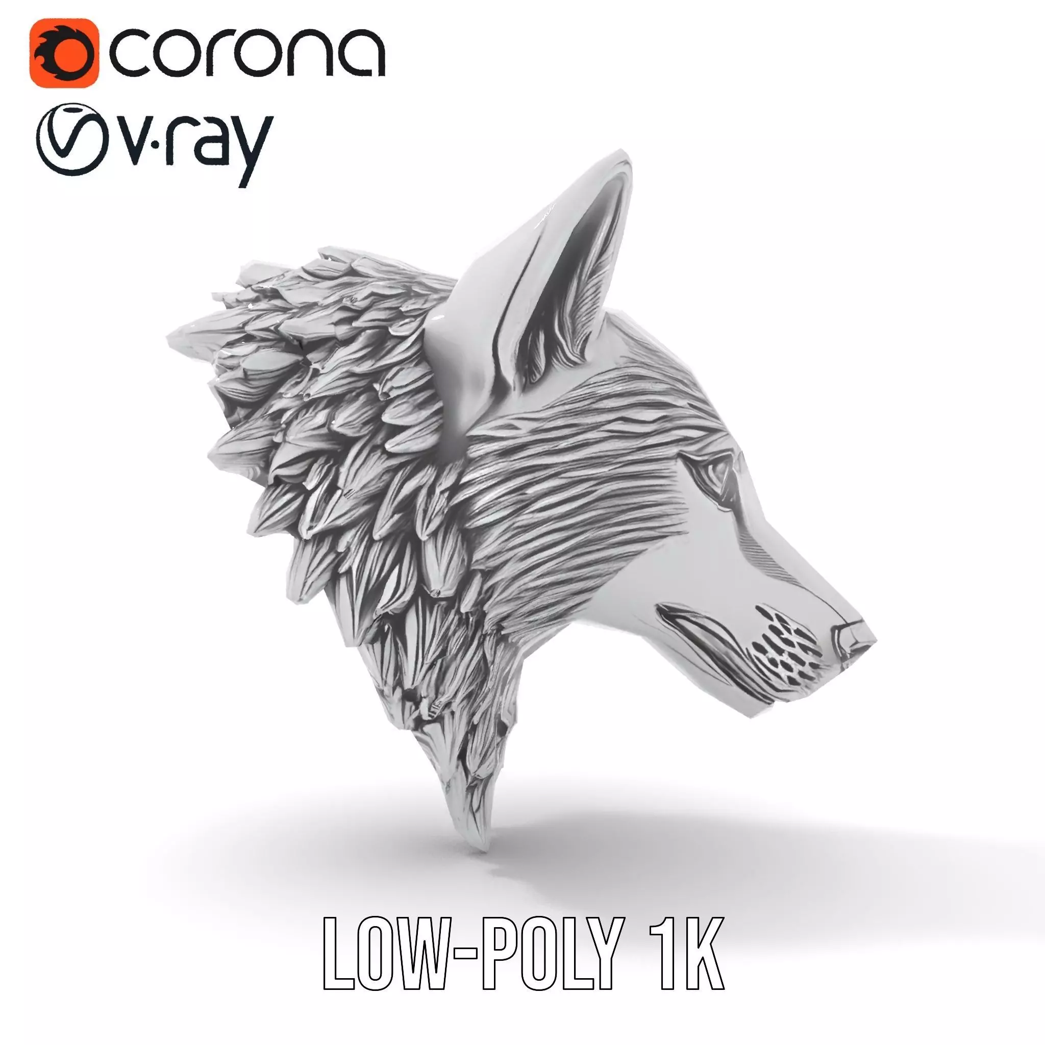 Silver Wolf Sculpture model pack Low-poly 3D model_7