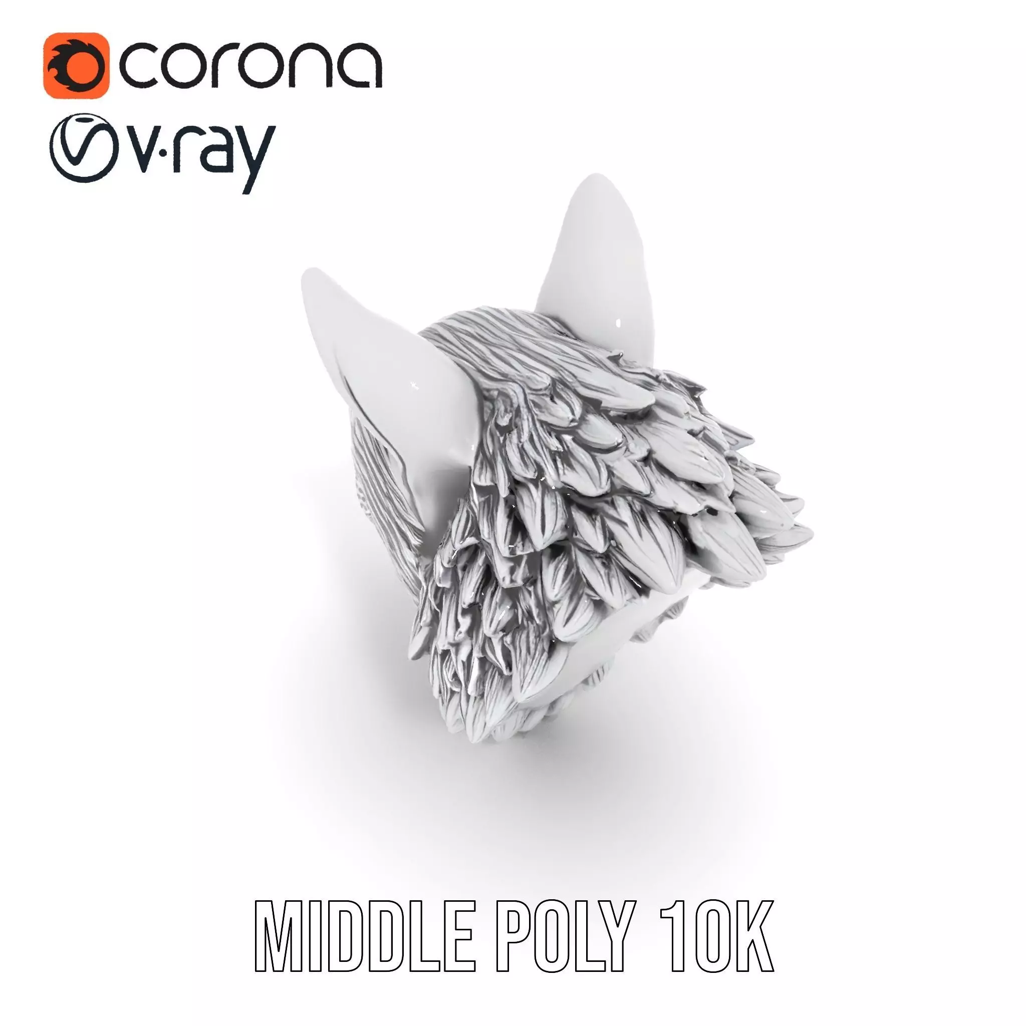 Silver Wolf Sculpture model pack Low-poly 3D model_6