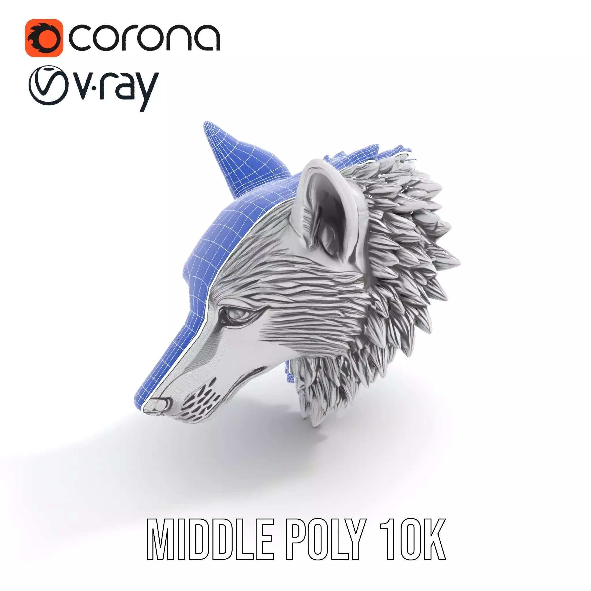 Silver Wolf Sculpture model pack Low-poly 3D model_24