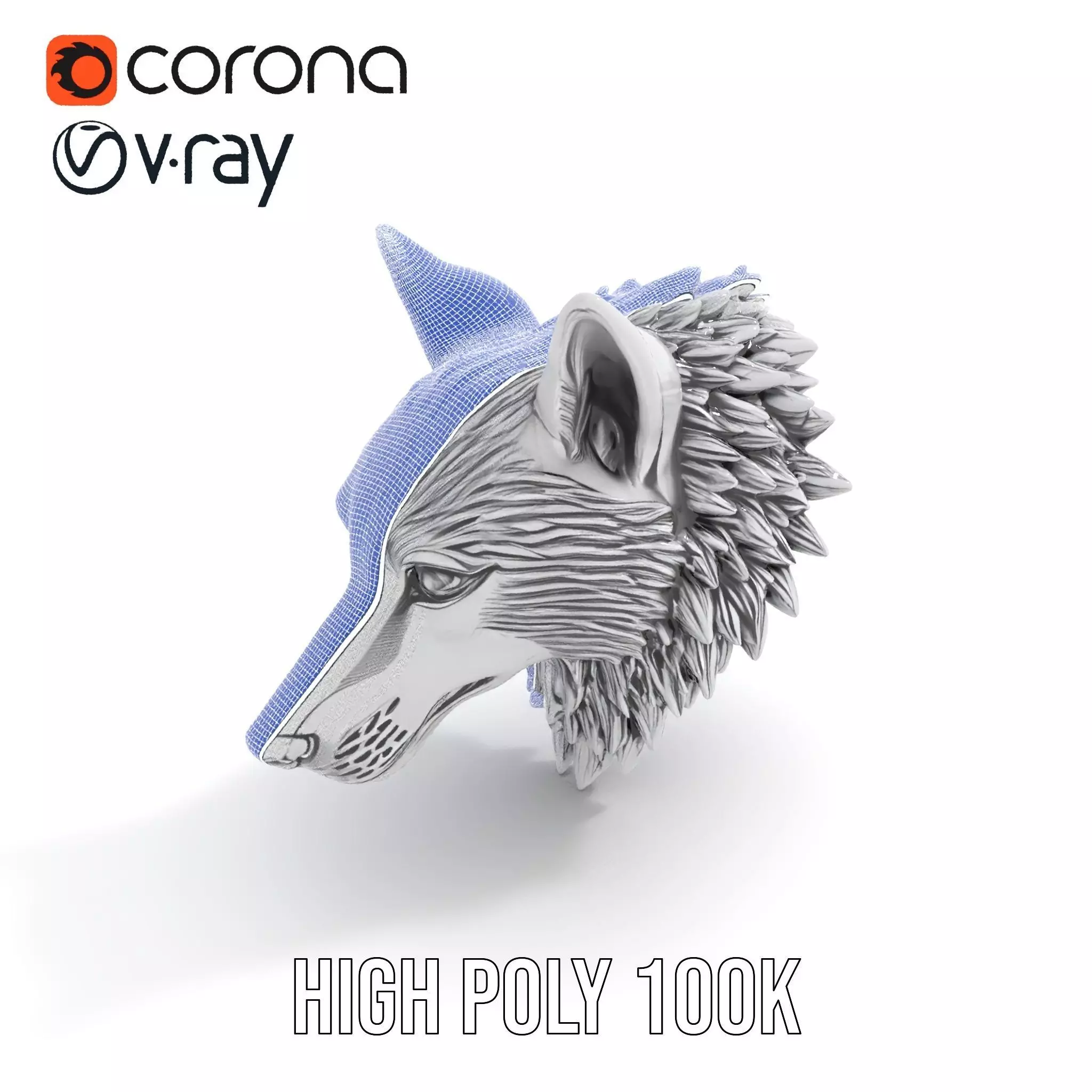 Silver Wolf Sculpture model pack Low-poly 3D model_31