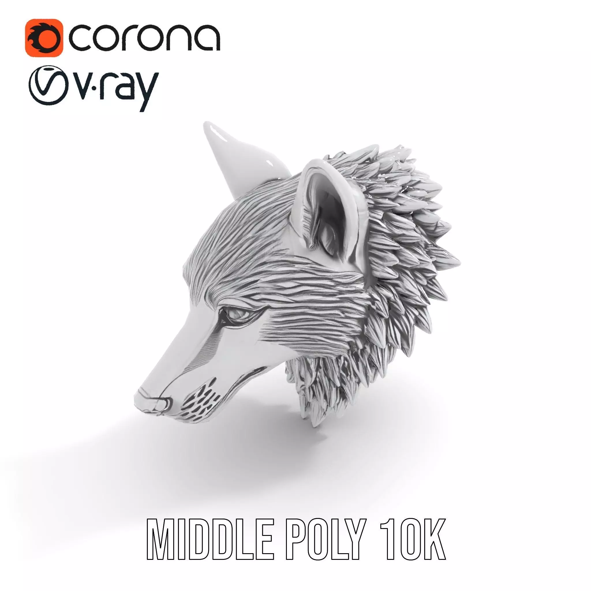 Silver Wolf Sculpture model pack Low-poly 3D model_10