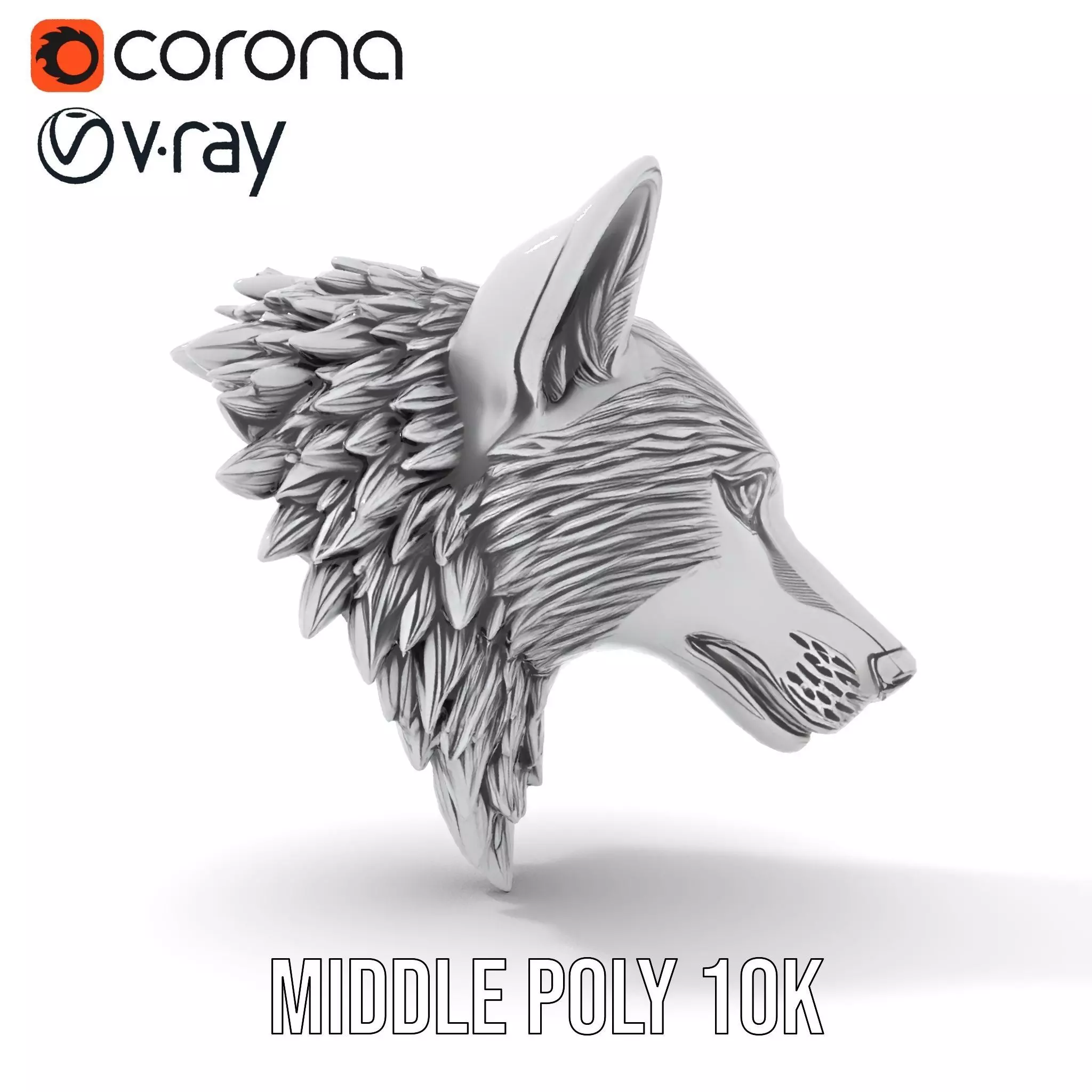 Silver Wolf Sculpture model pack Low-poly 3D model_5
