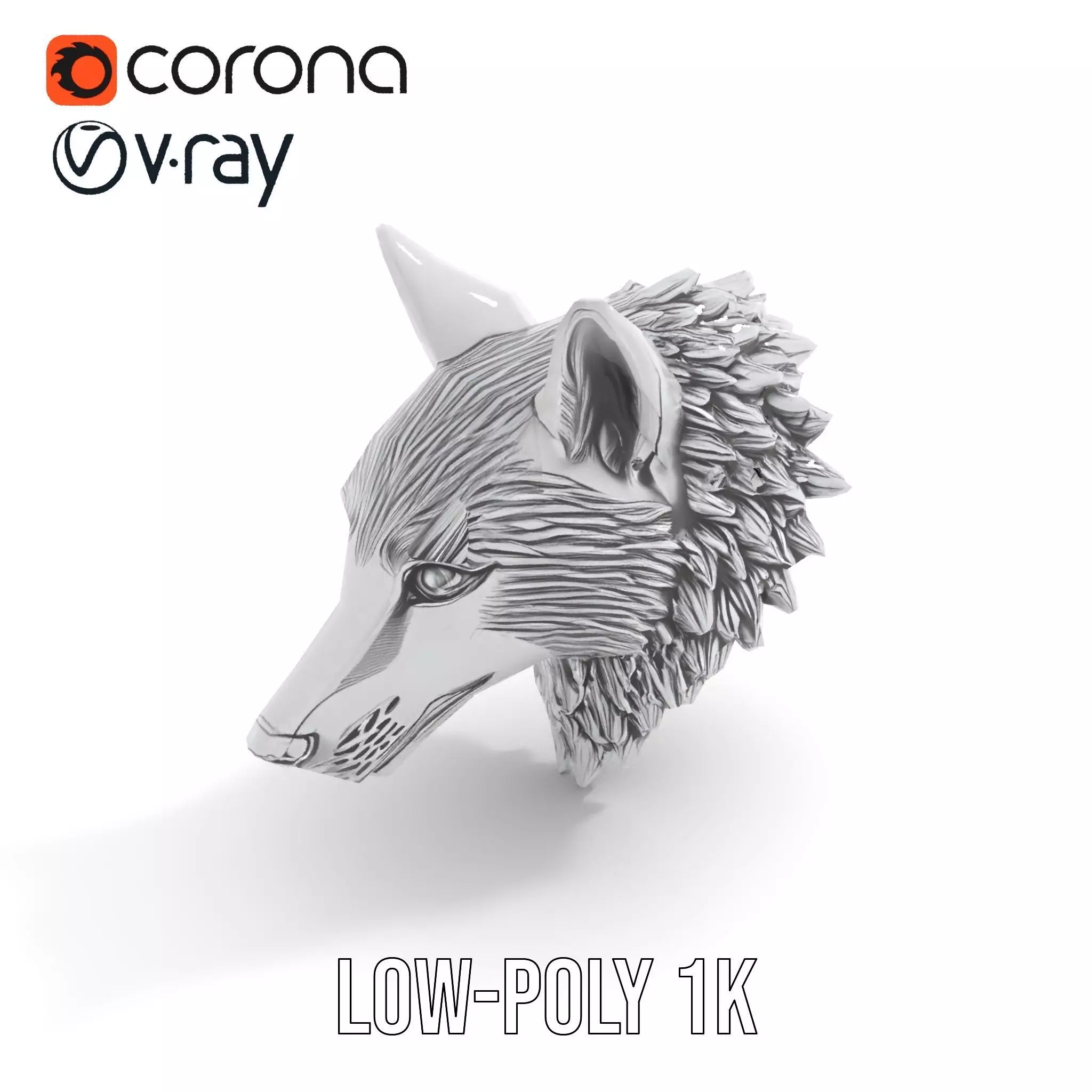 Silver Wolf Sculpture model pack Low-poly 3D model_23