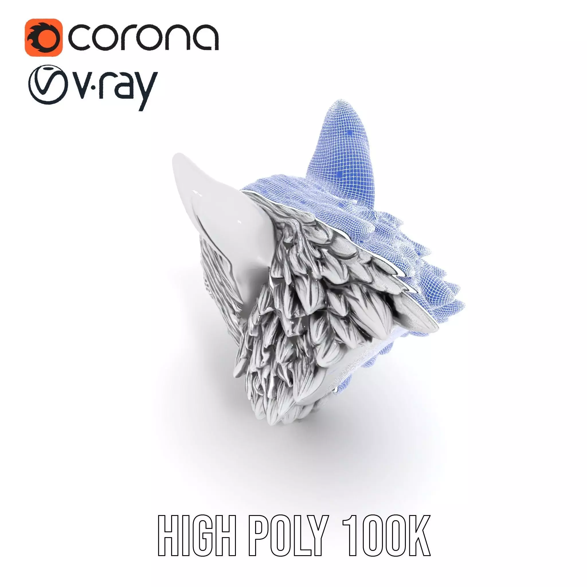 Silver Wolf Sculpture model pack Low-poly 3D model_33