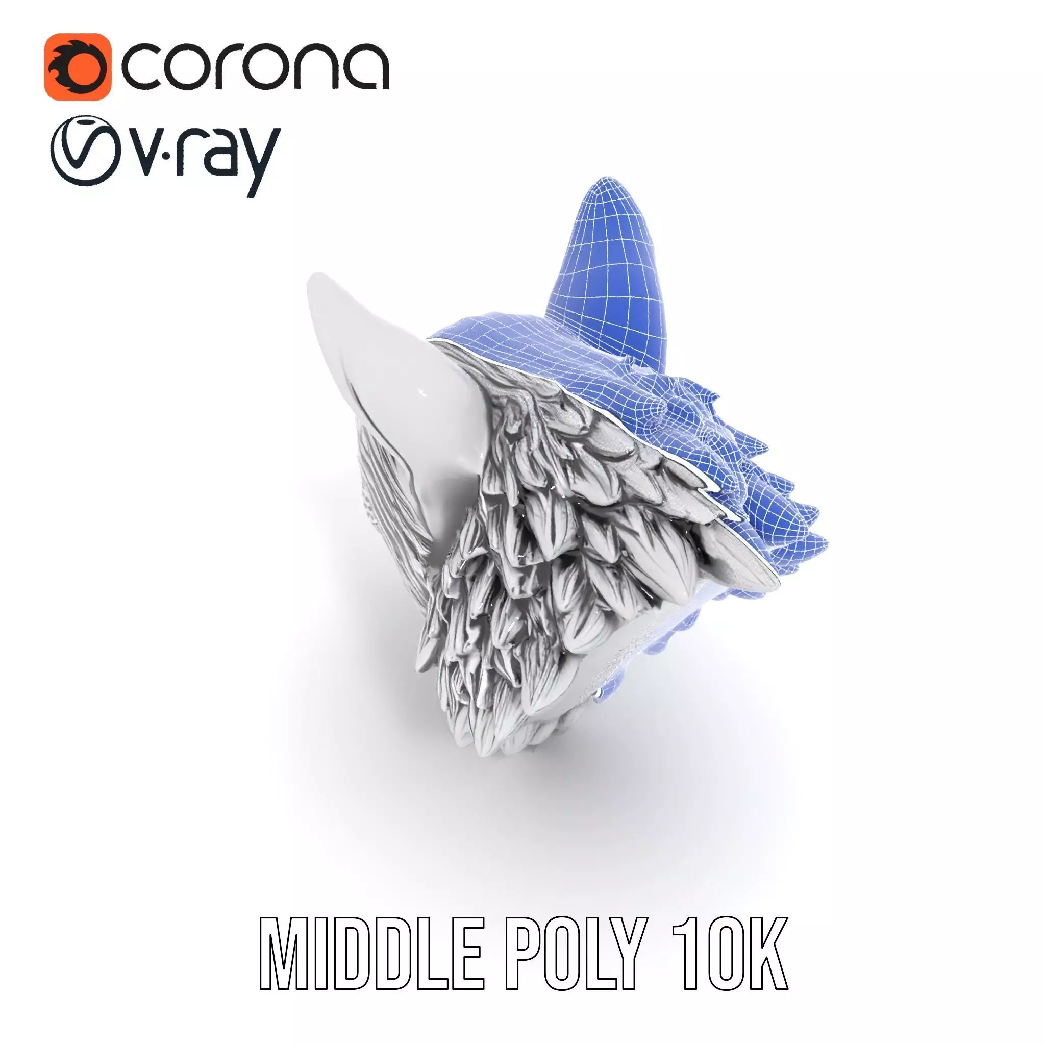 Silver Wolf Sculpture model pack Low-poly 3D model_13