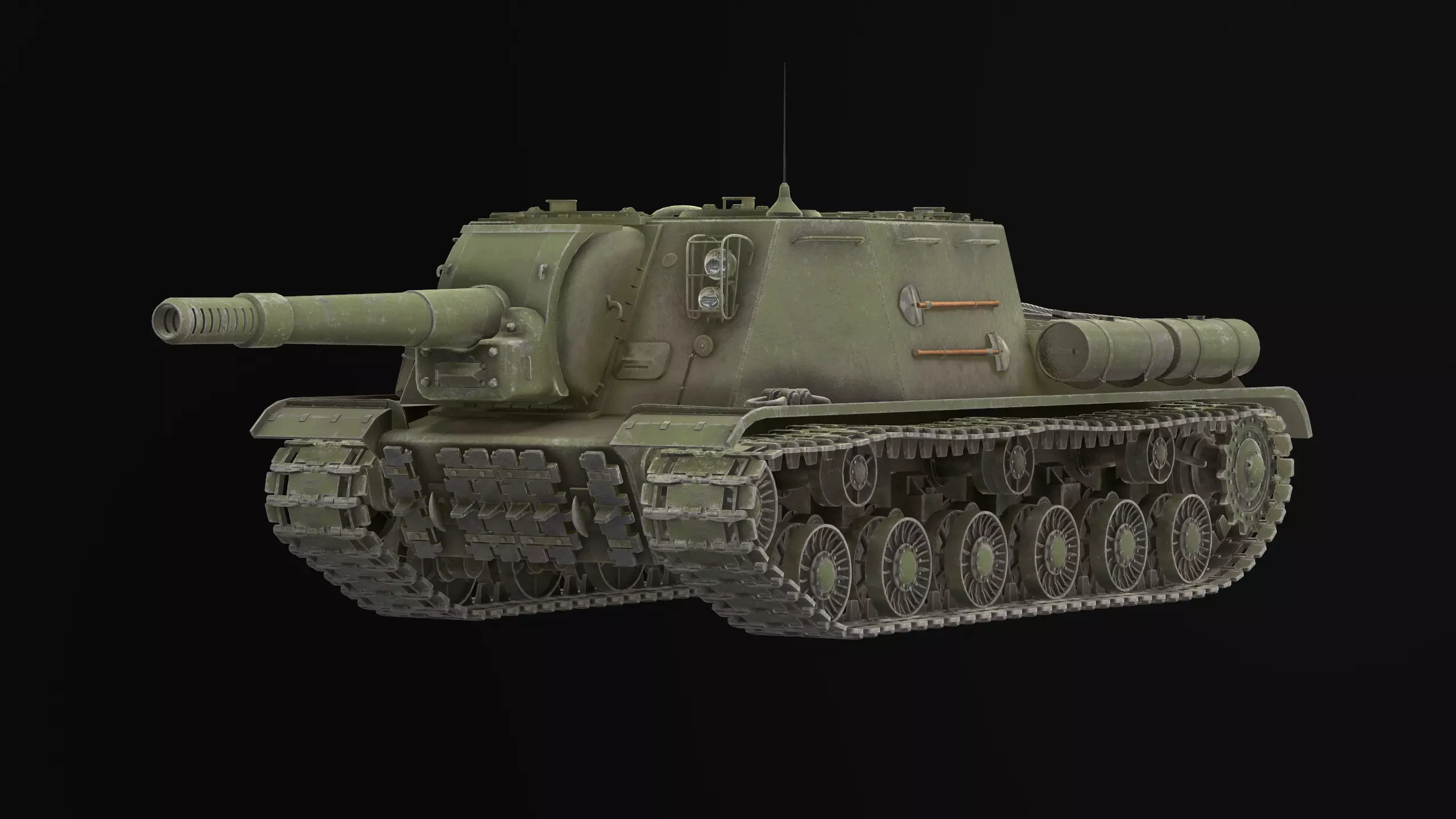 ISU-152 Soviet anti-tank self-propelled artillery system Low-poly 3D model