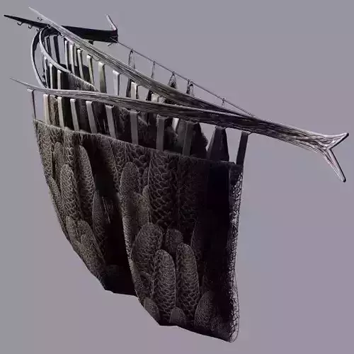 Flowing arched drapery Low-poly 3D model