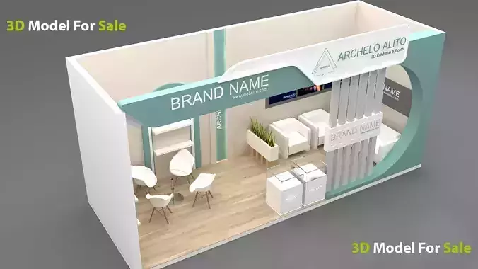 exhibition booth 3d model Low-poly 3D model