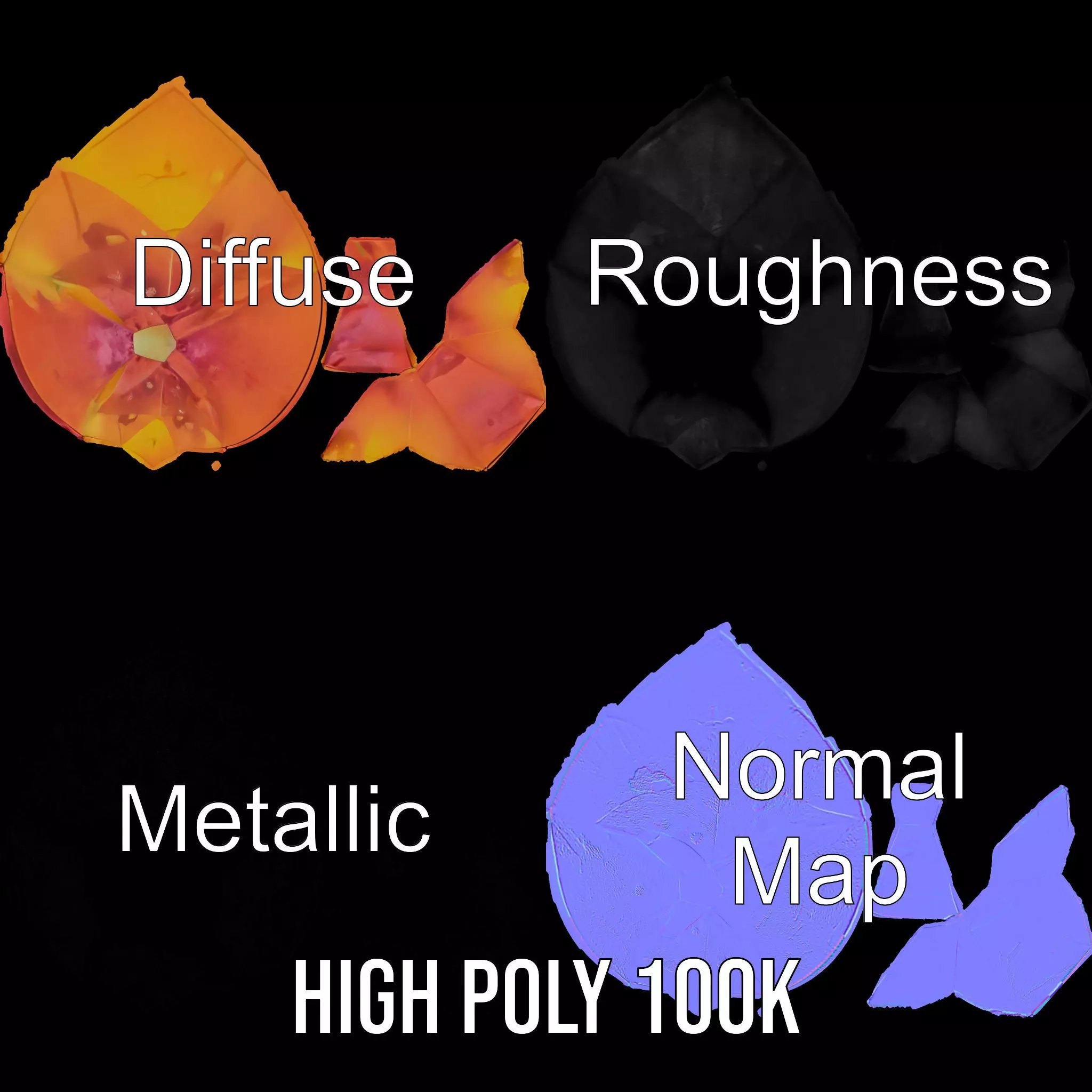 Sunlit Gemstone model pack Low-poly 3D model_3