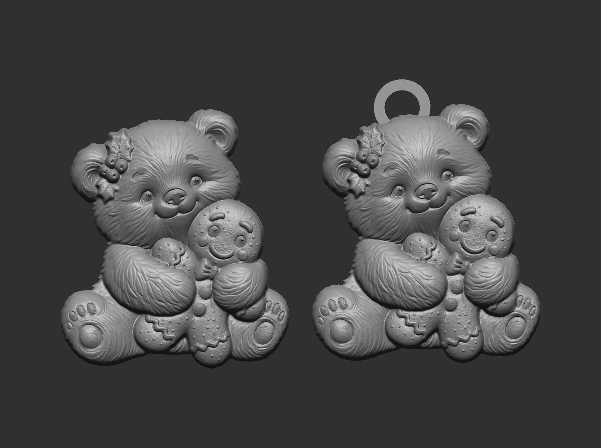 teddy with christmas cookie decor  3D print model_12