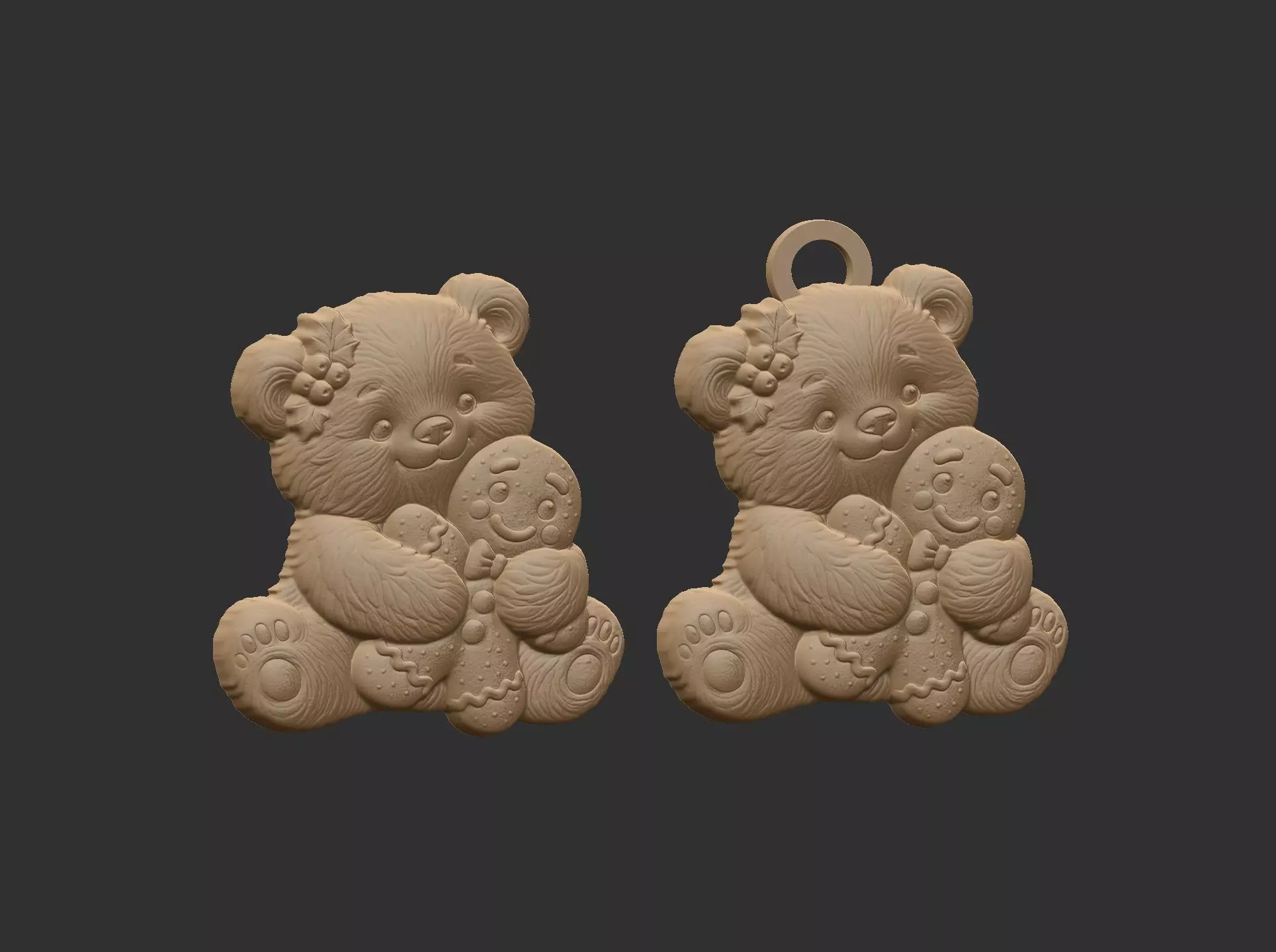 teddy with christmas cookie decor  3D print model_15