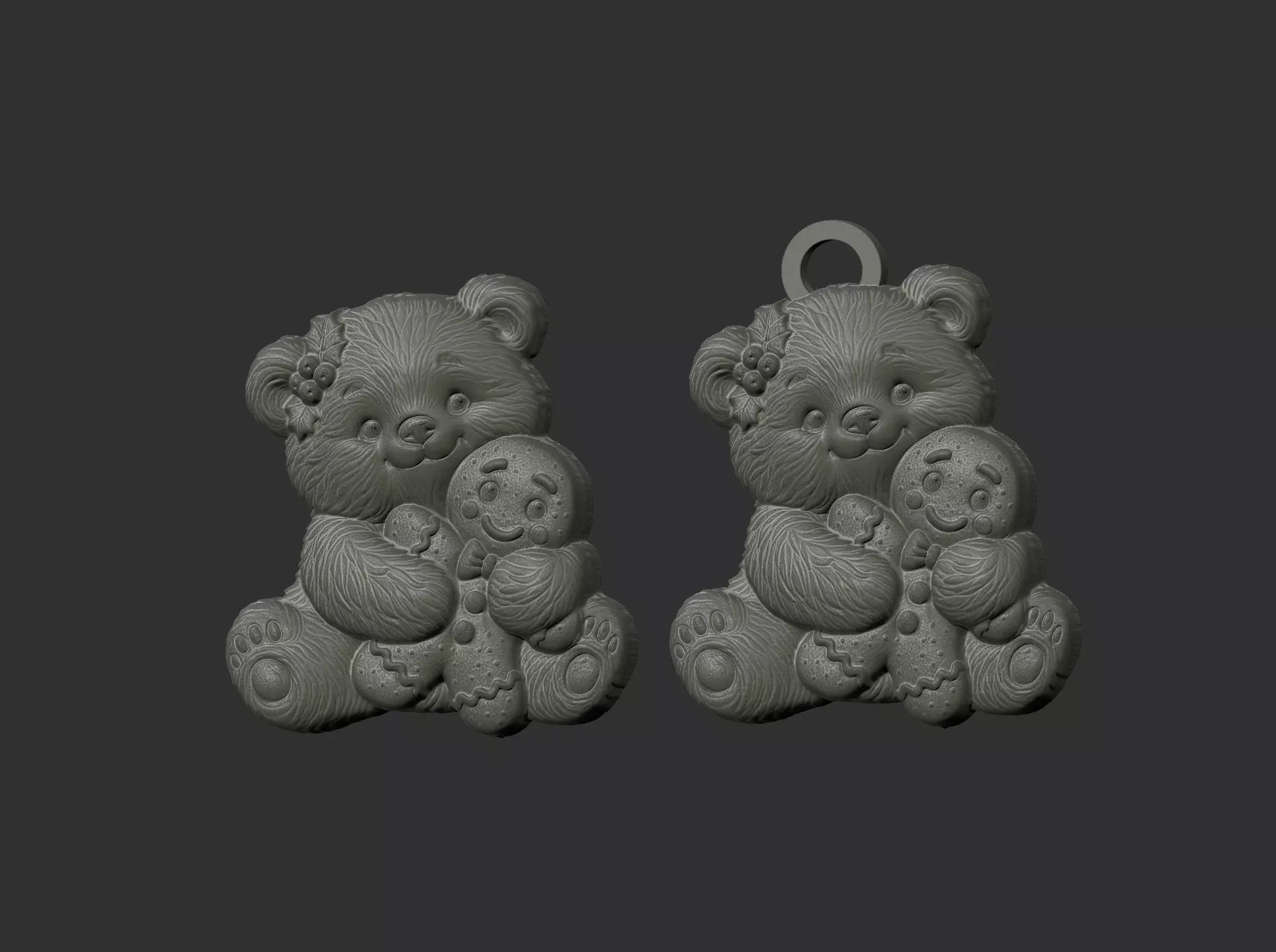 teddy with christmas cookie decor  3D print model_5