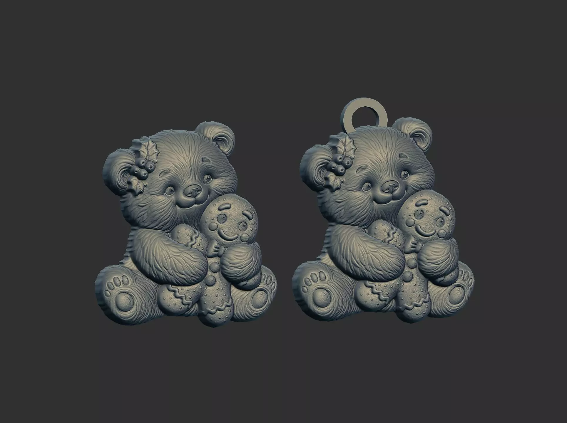 teddy with christmas cookie decor  3D print model_18