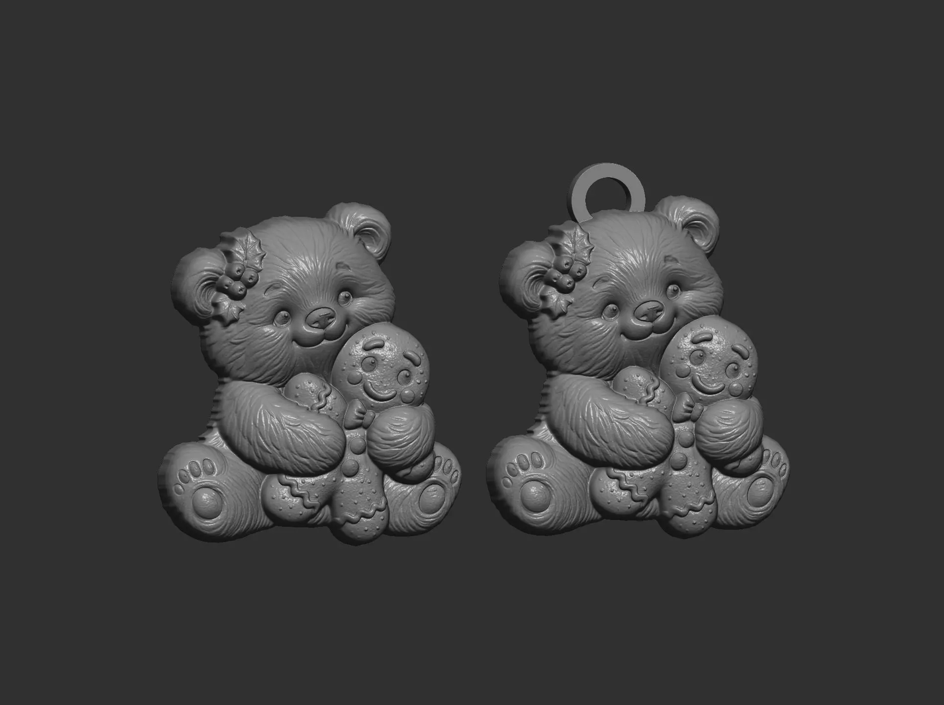 teddy with christmas cookie decor  3D print model_13