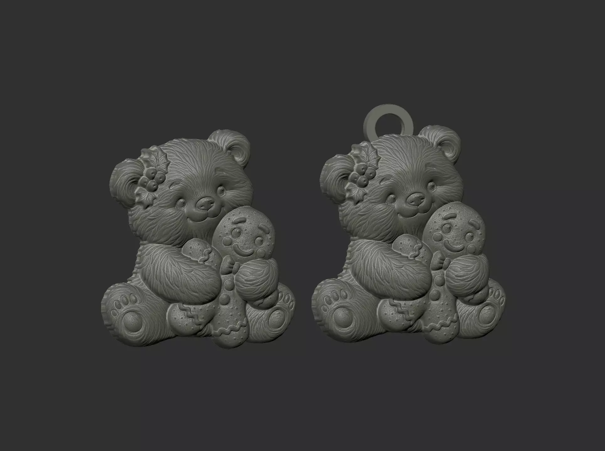 teddy with christmas cookie decor  3D print model_16