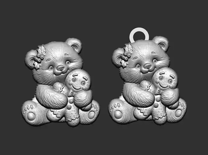 teddy with christmas cookie decor  3D print model