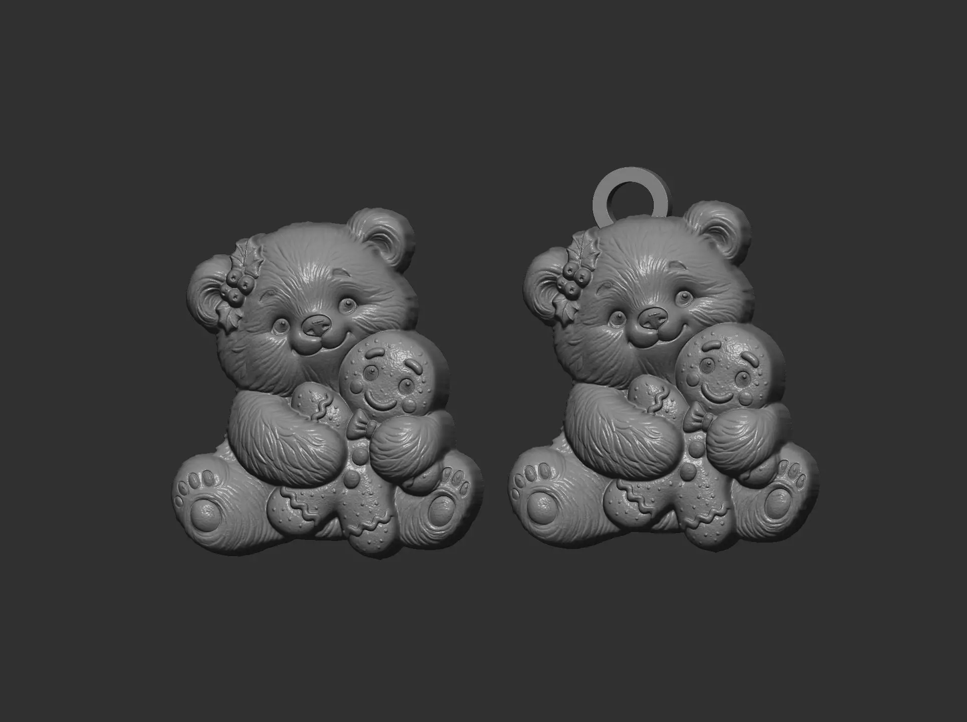 teddy with christmas cookie decor  3D print model_7