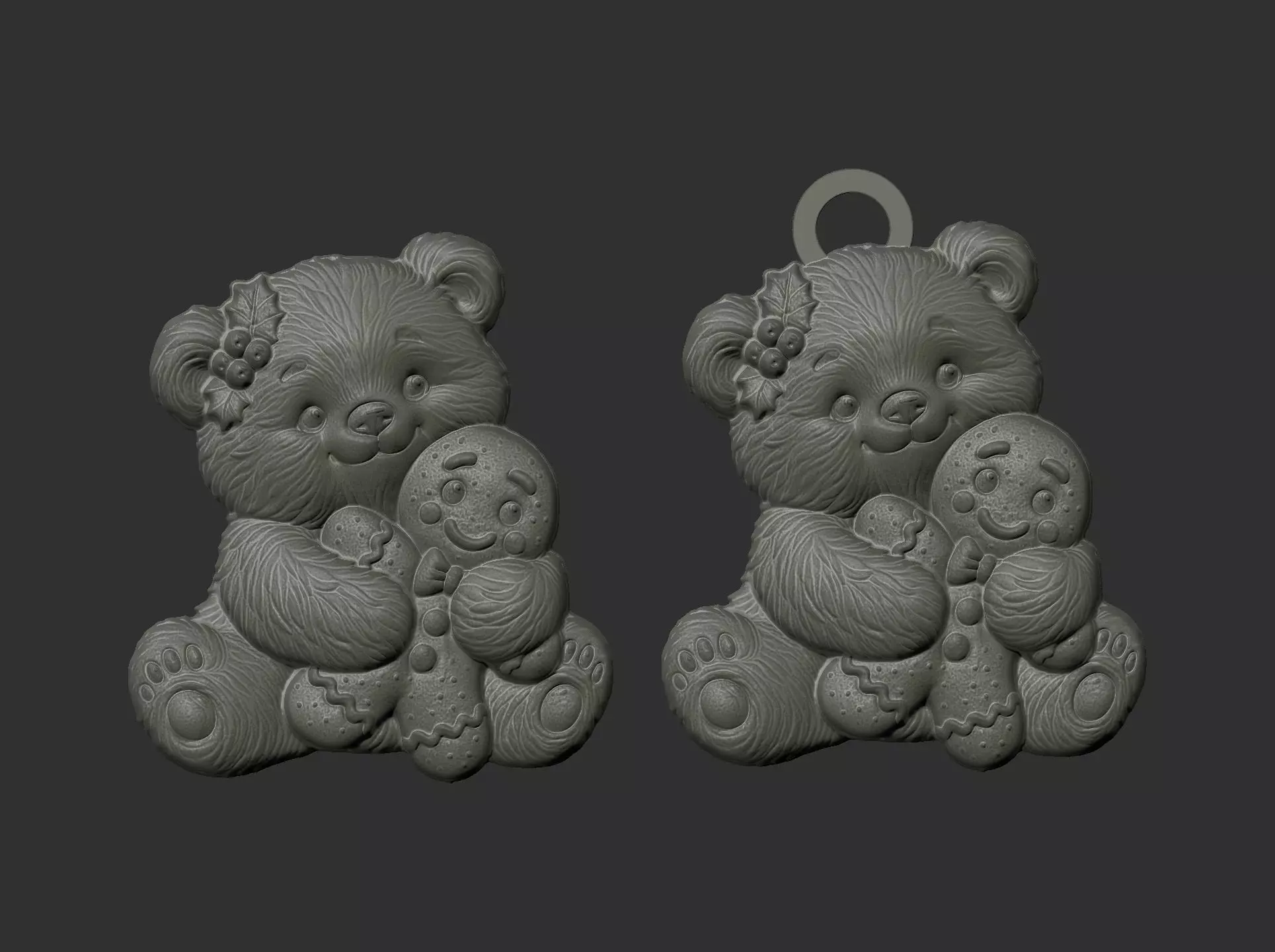 teddy with christmas cookie decor  3D print model_11