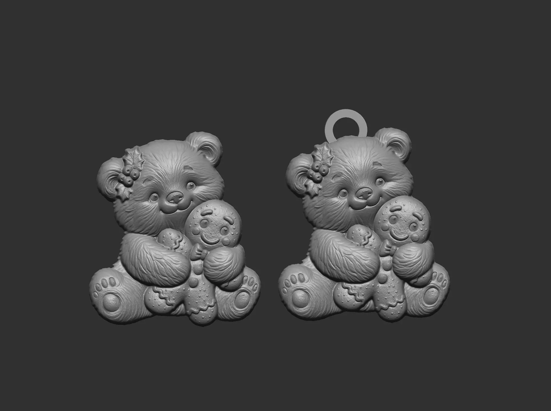 teddy with christmas cookie decor  3D print model_14