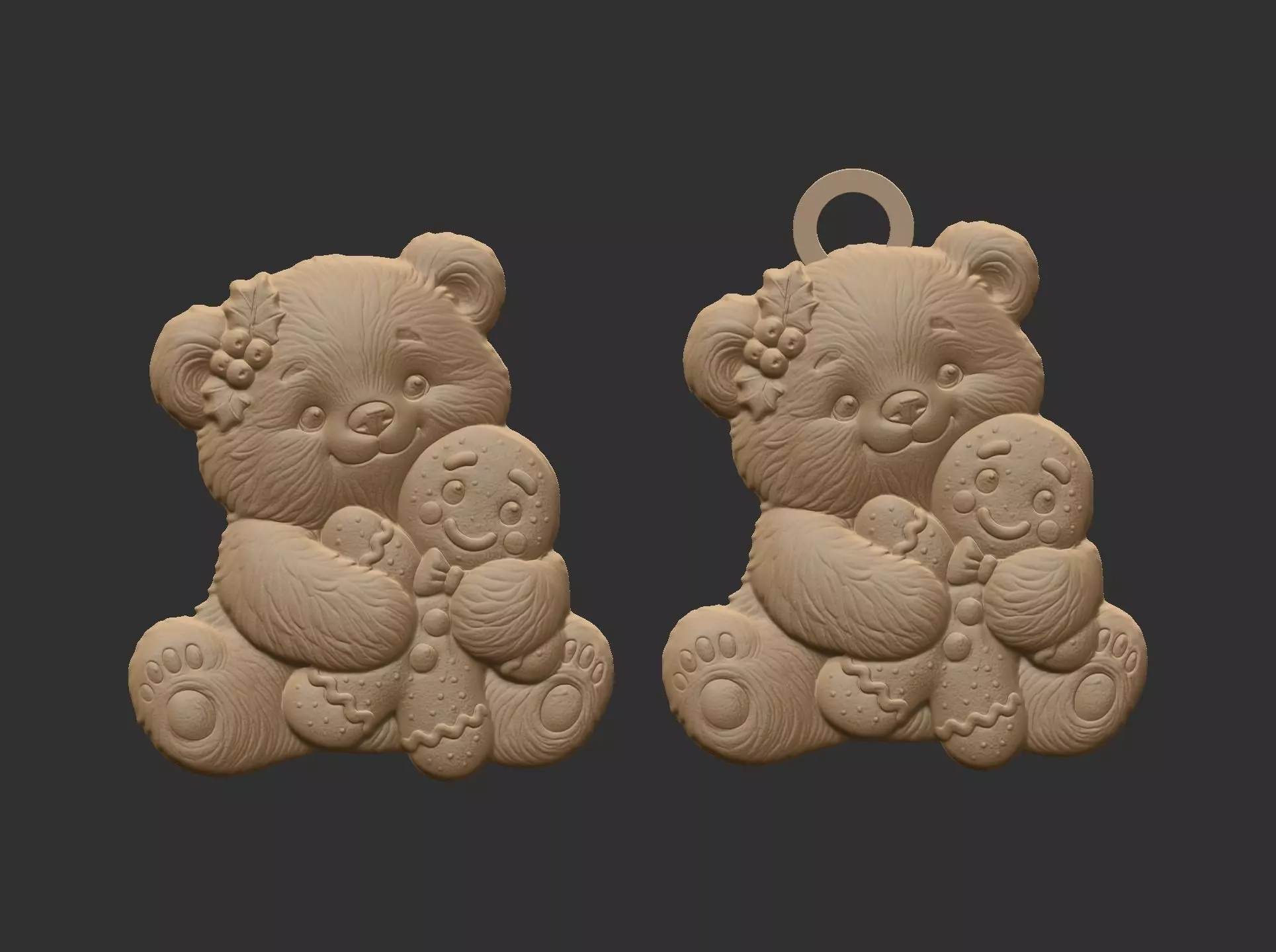 teddy with christmas cookie decor  3D print model_10