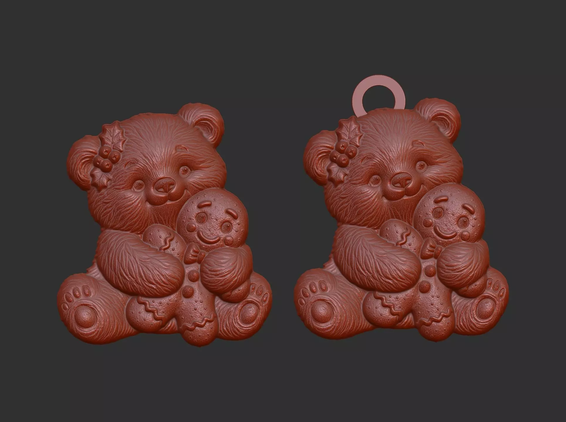 teddy with christmas cookie decor  3D print model_2