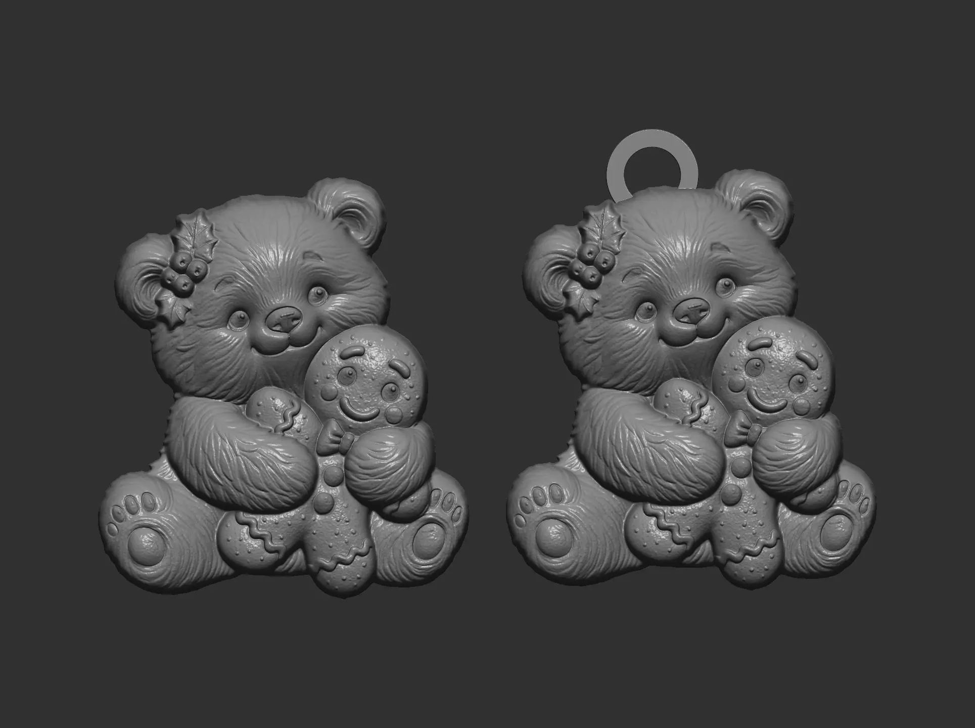 teddy with christmas cookie decor  3D print model_9