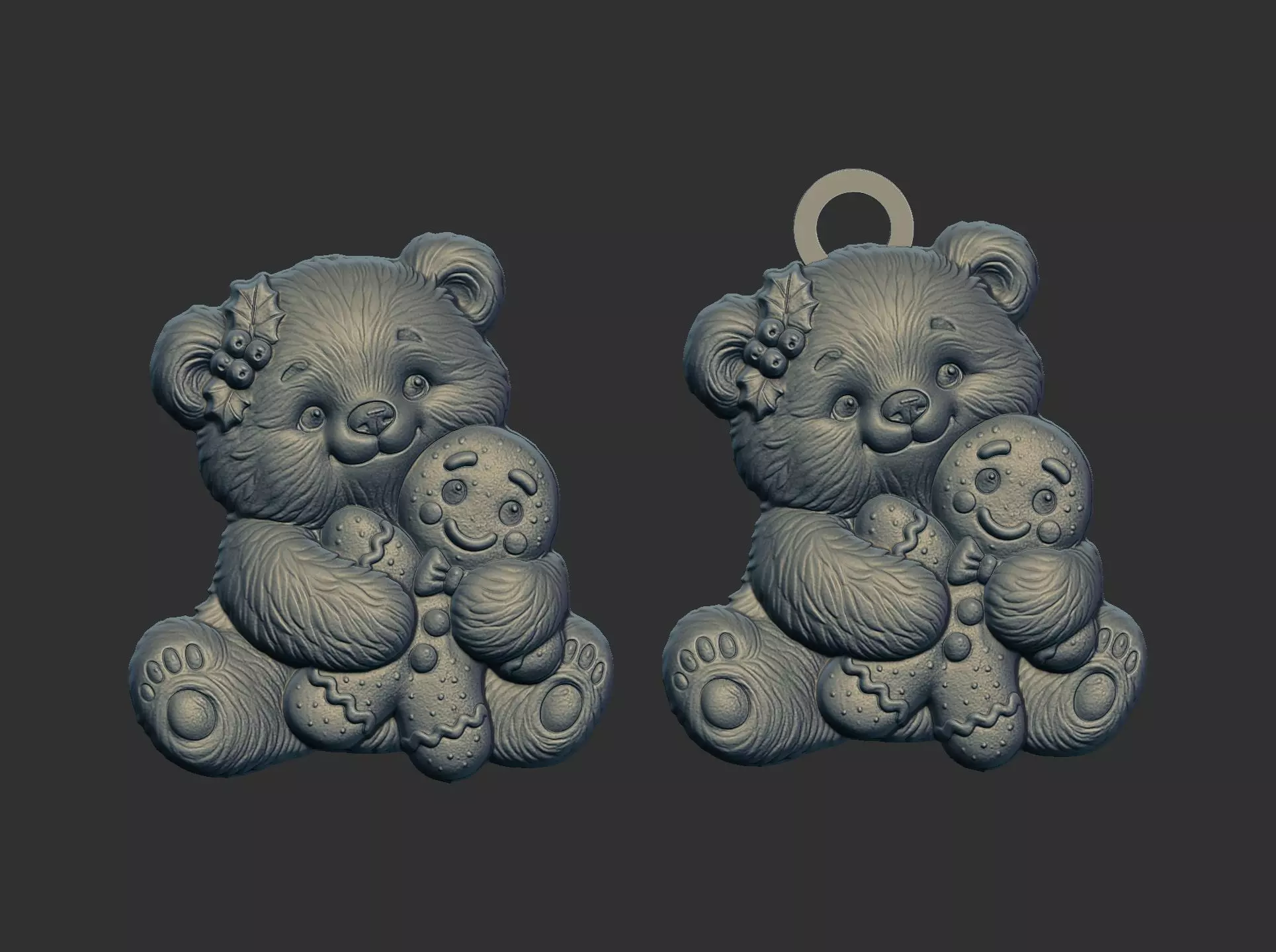 teddy with christmas cookie decor  3D print model_1