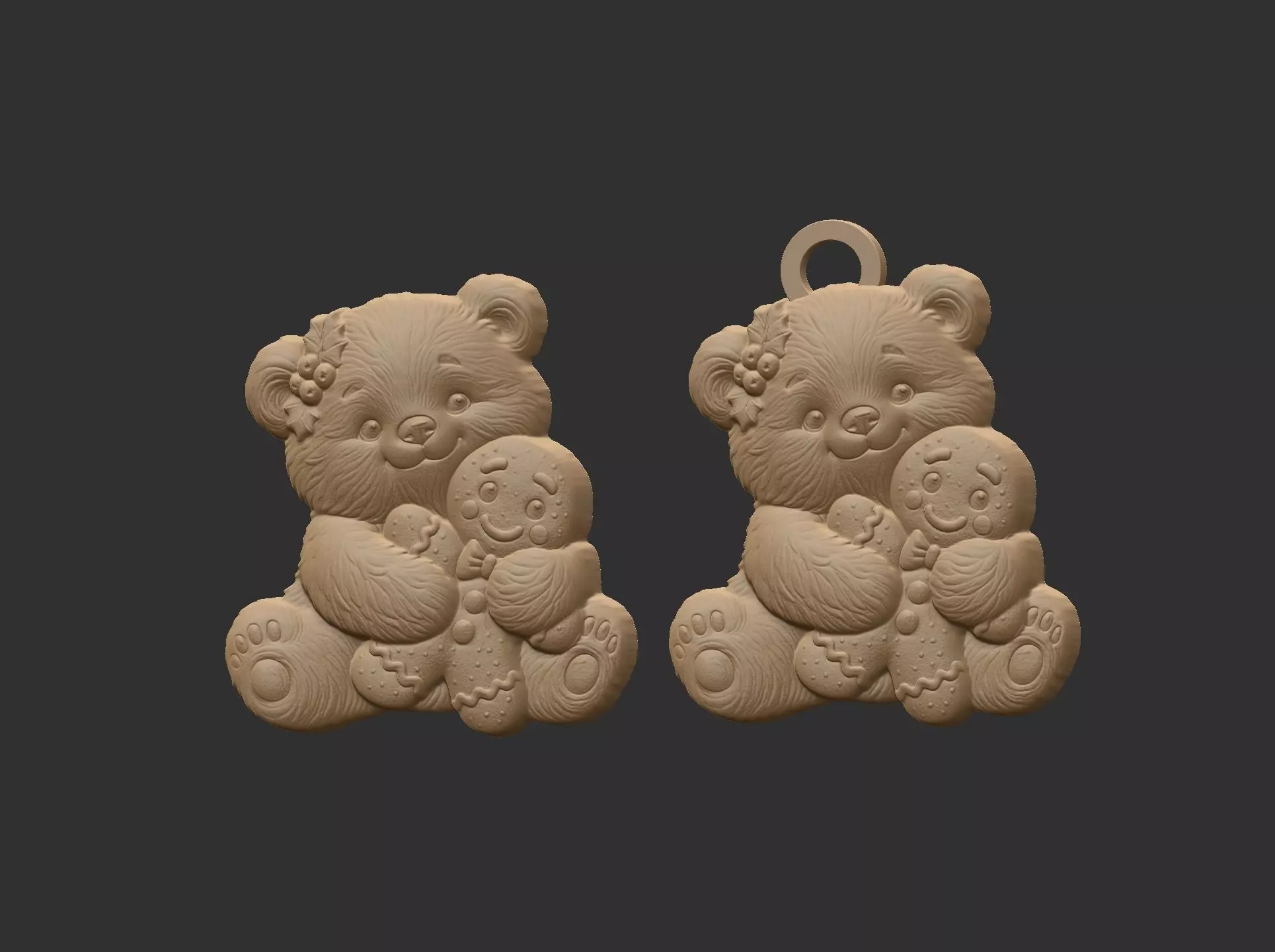 teddy with christmas cookie decor  3D print model_6