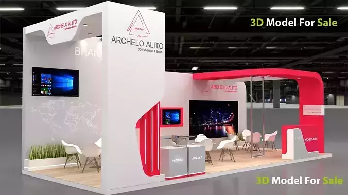 3d model exhibition stand Low-poly 3D model