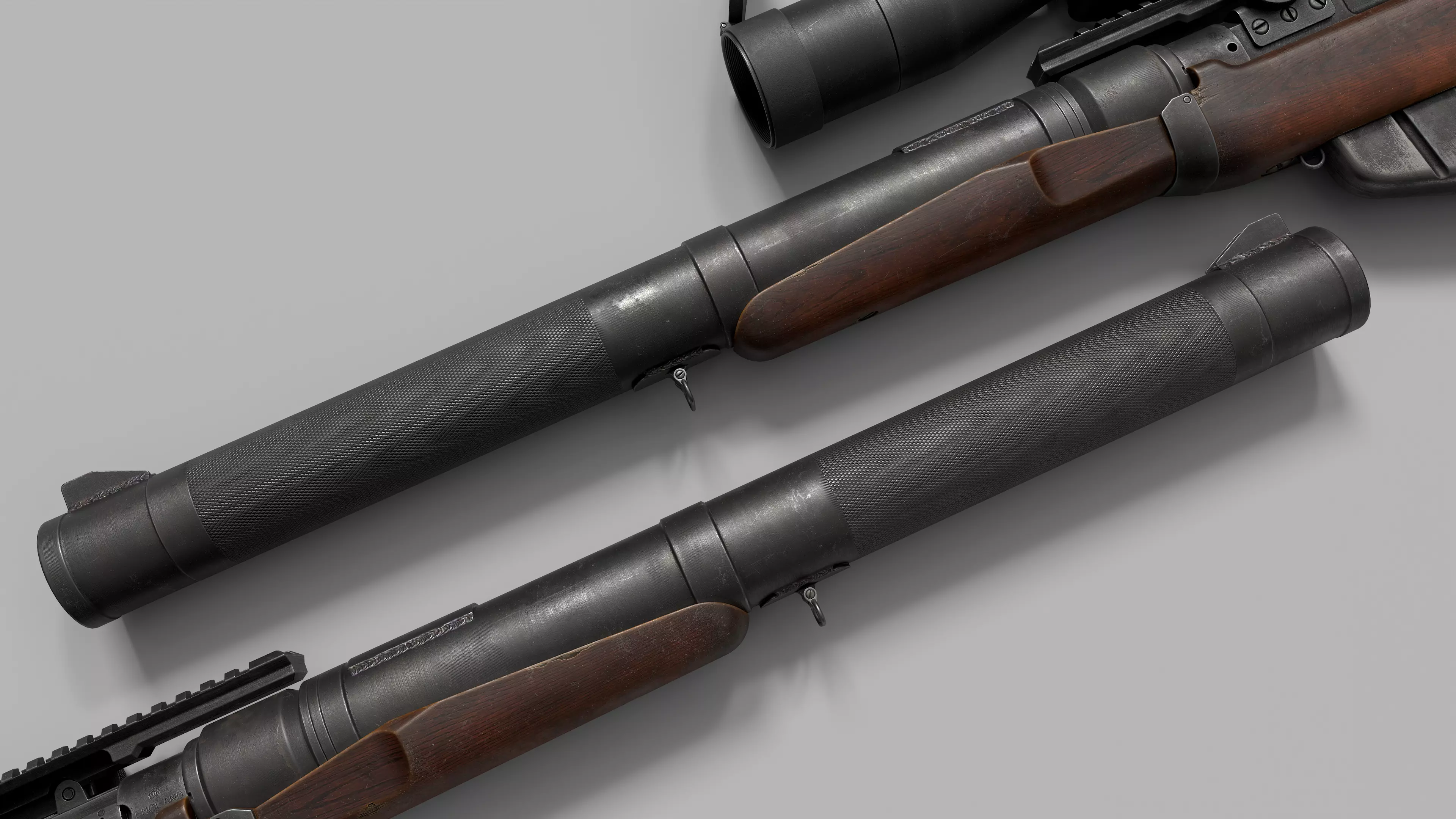Lee-Enfield De Lisle rifle Low-poly 3D model_6