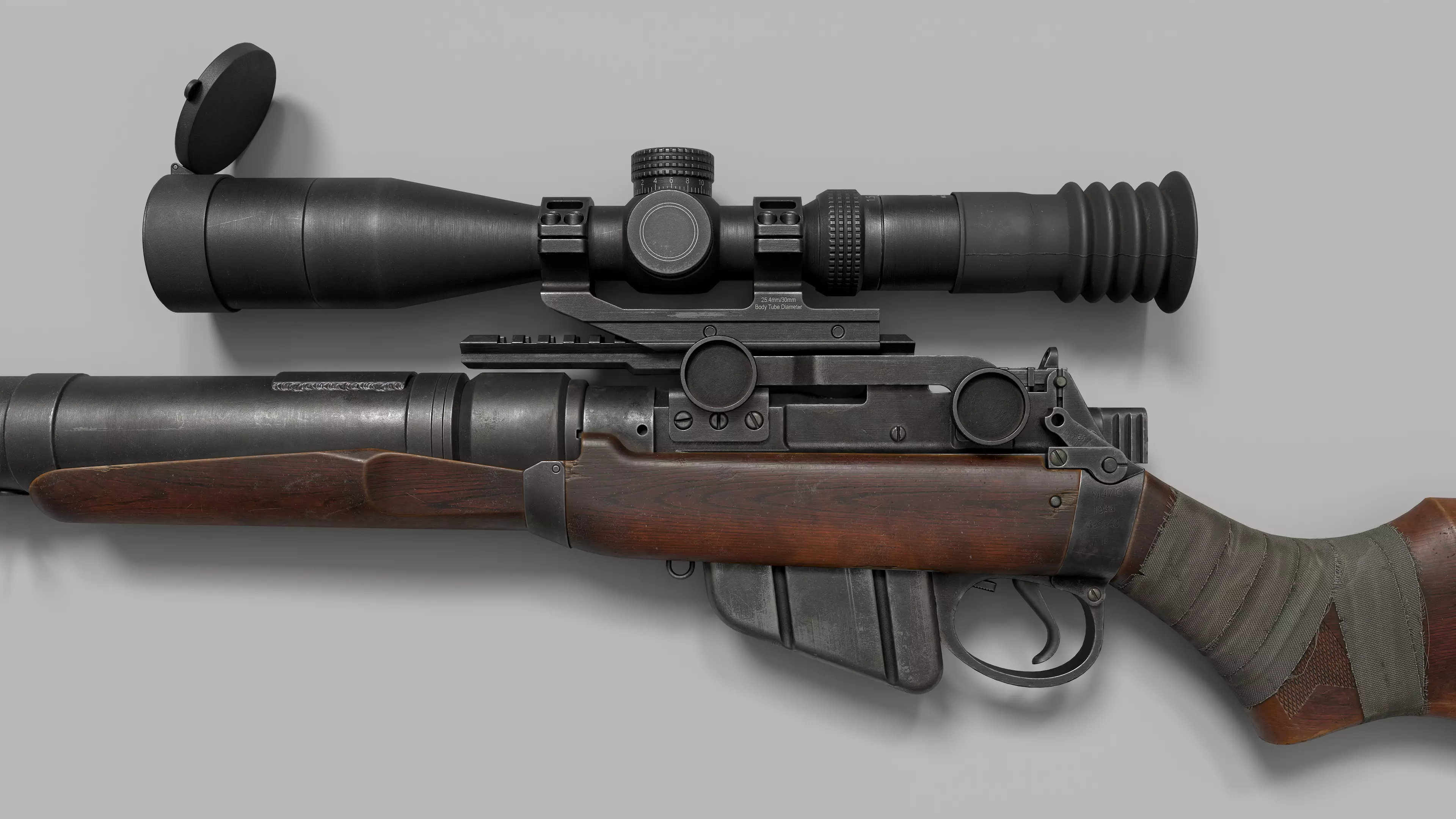 Lee-Enfield De Lisle rifle Low-poly 3D model_2